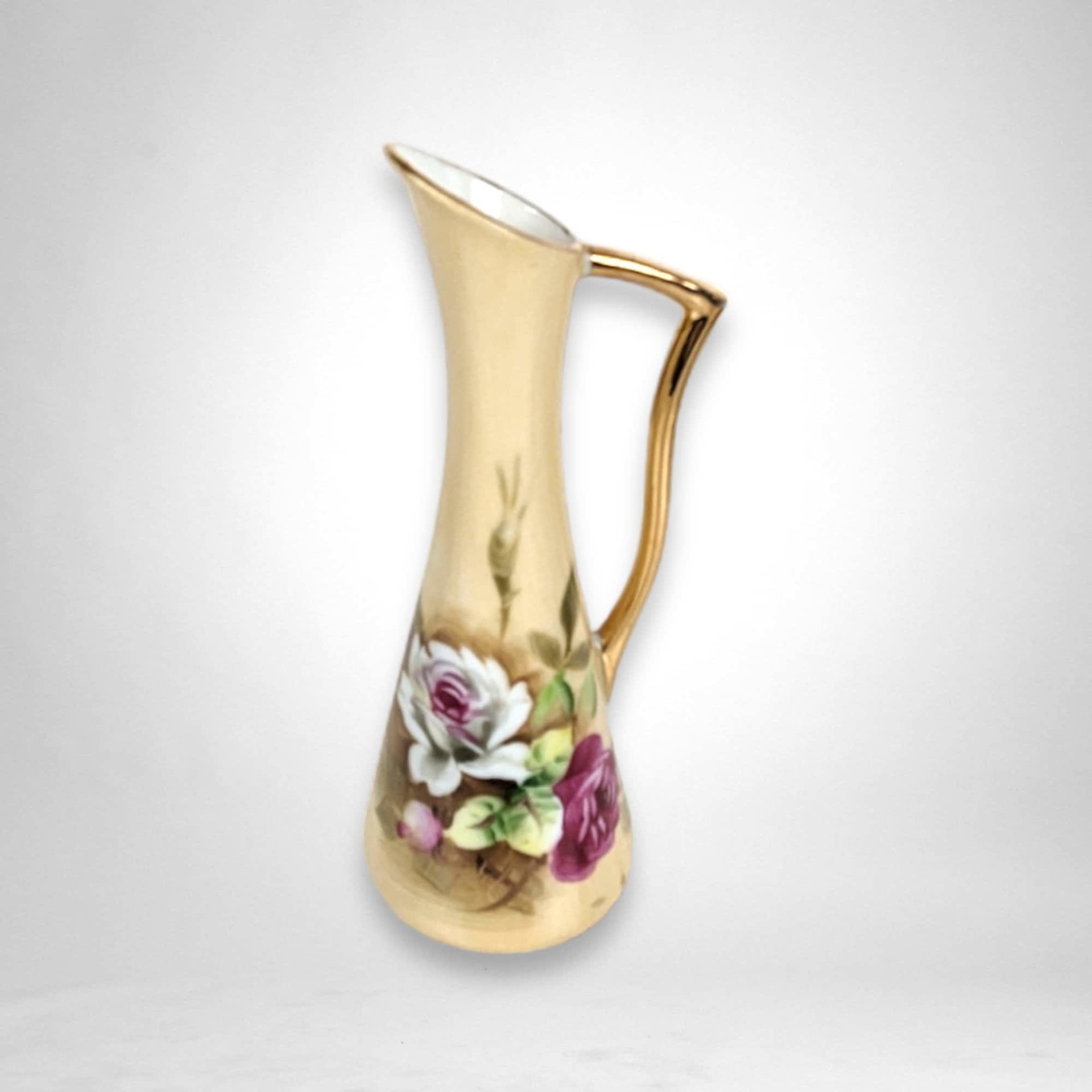 Lefton Vintage Miniature Bud Vase with Floral Motif 2763N
