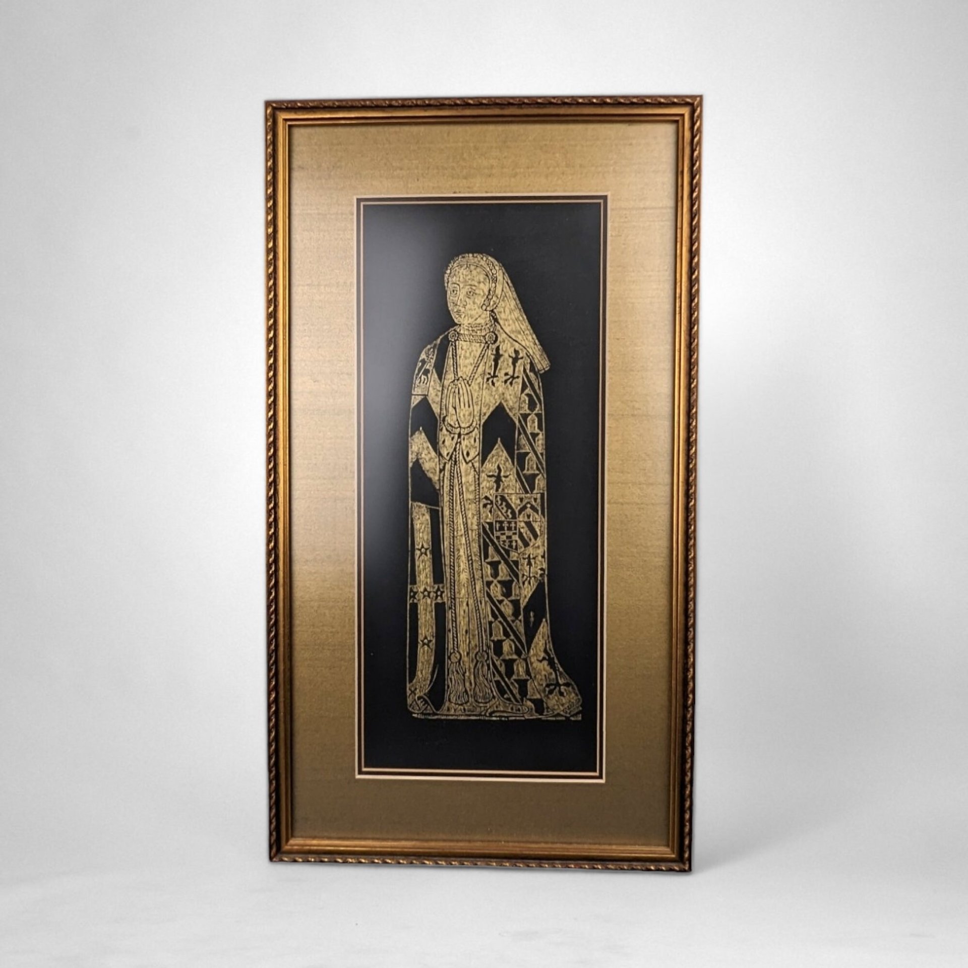 Framed Brass Rubbings: Sir Ralph Verney and Lady Elizabeth Verney - 19 1/4 x 10 1/2"