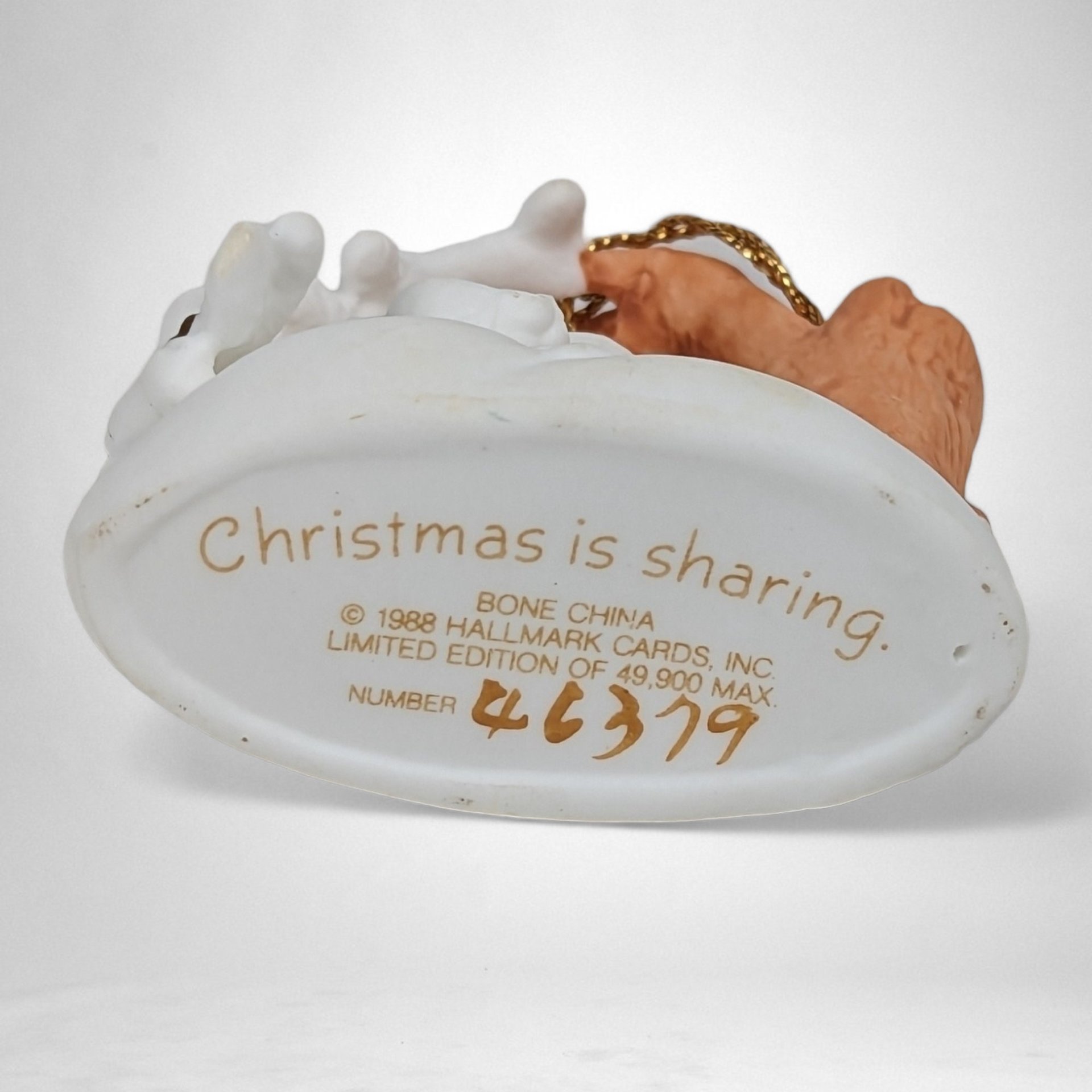1988 Hallmark 'Christmas is Sharing' Ceramic Ornament