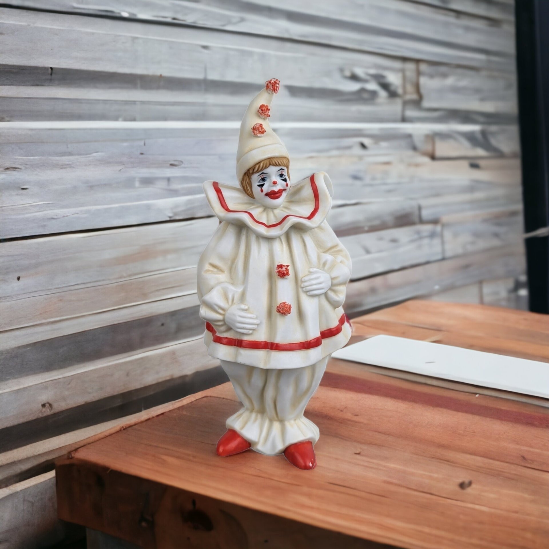 Vintage Enesco Faith Wick Pom Pom Clown Figurine: Whimsical Collectible