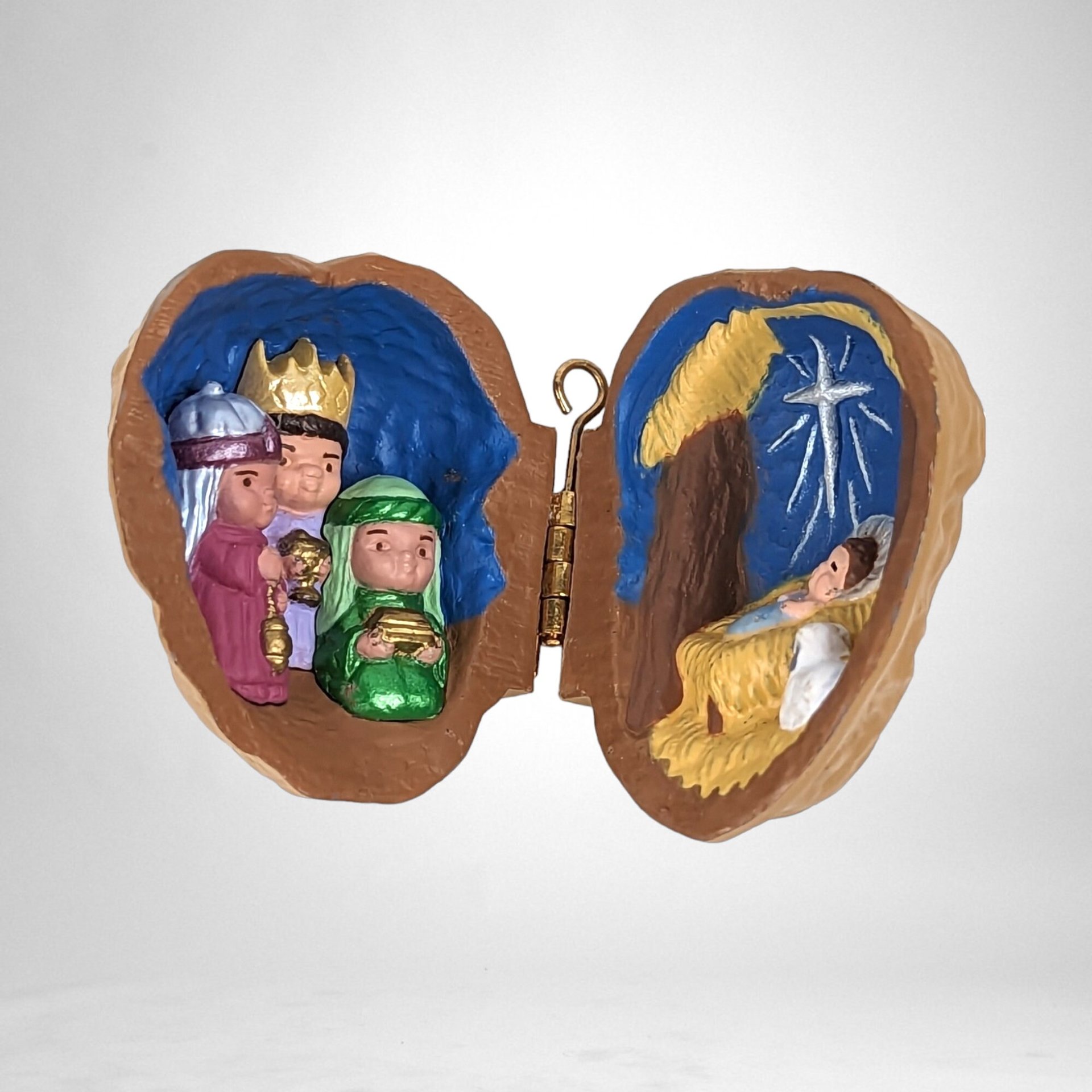 1991 Hallmark Nutshell Nativity Ornament - Miniature Christmas Story