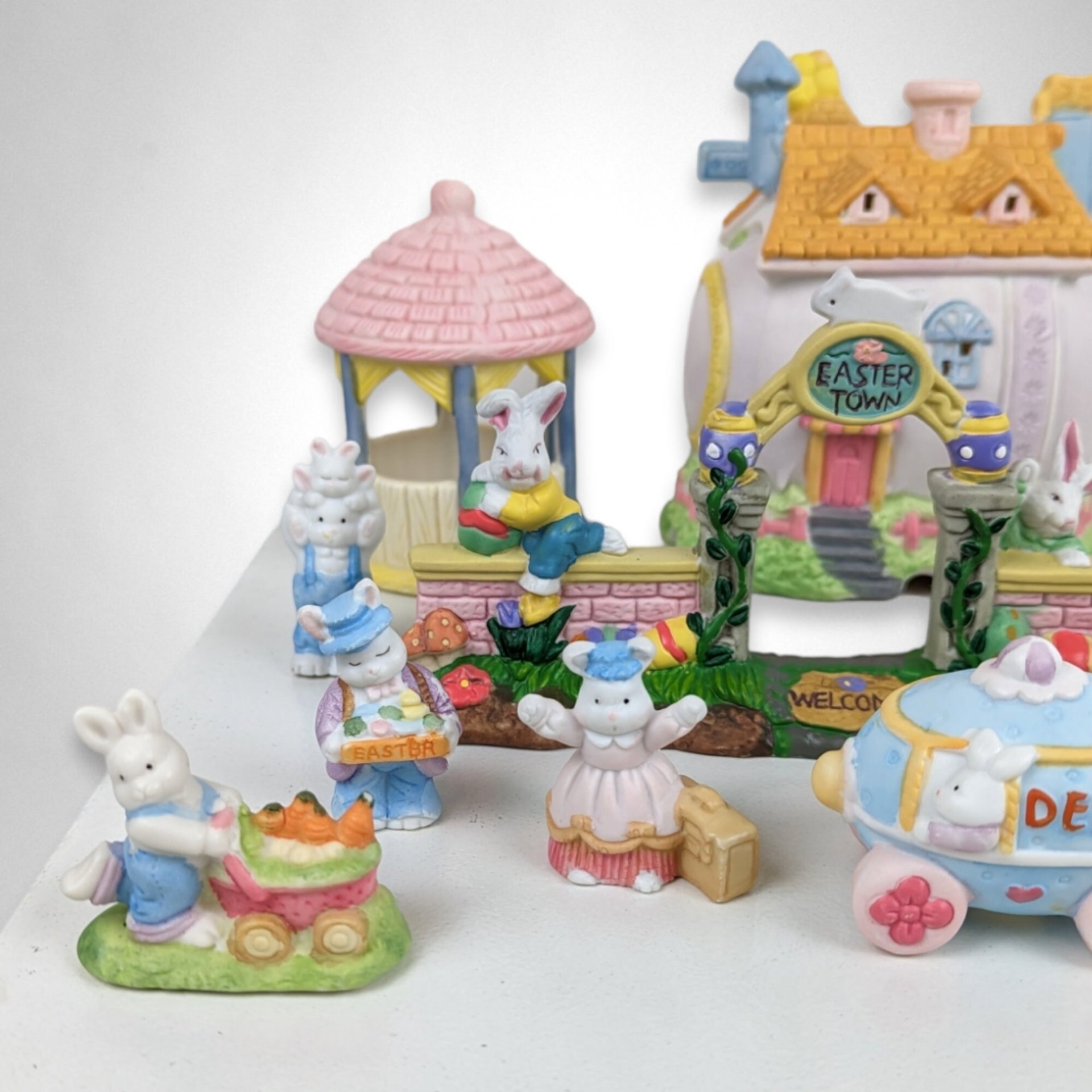 Easter Town Village Set - 12-Piece Ceramic Collection