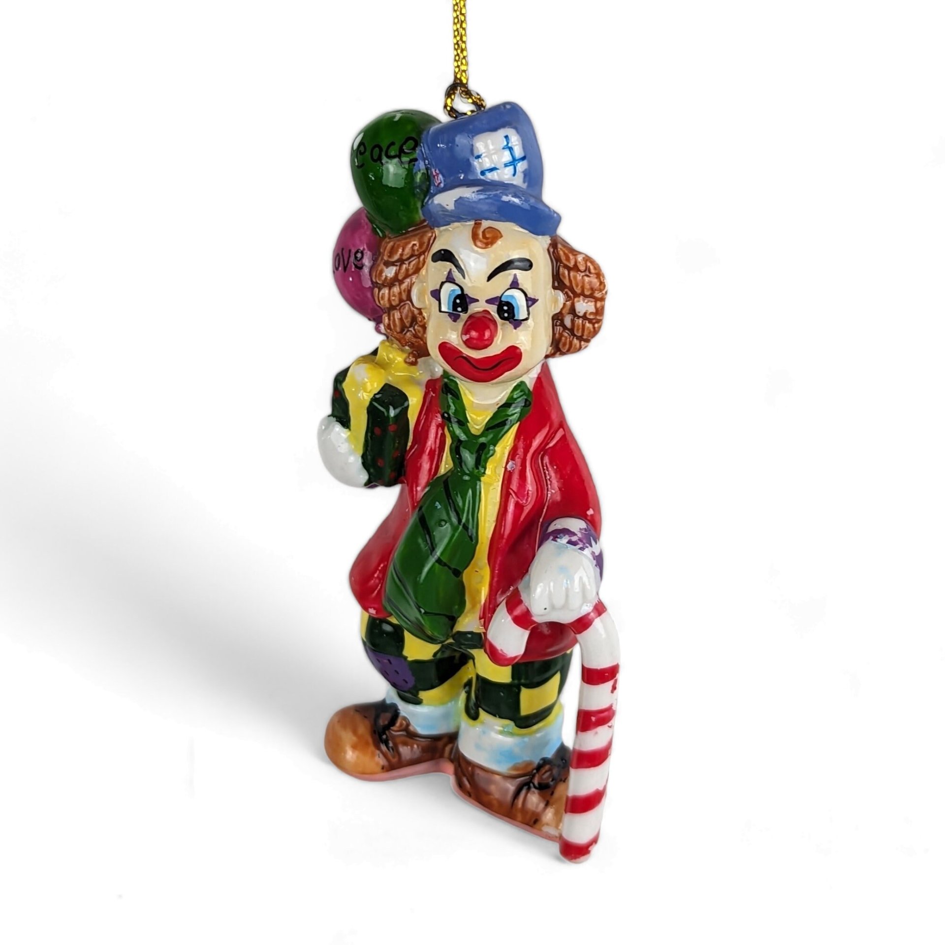 Vintage Ceramic Clown Ornament Imperfect with Subtle Paint Distressing