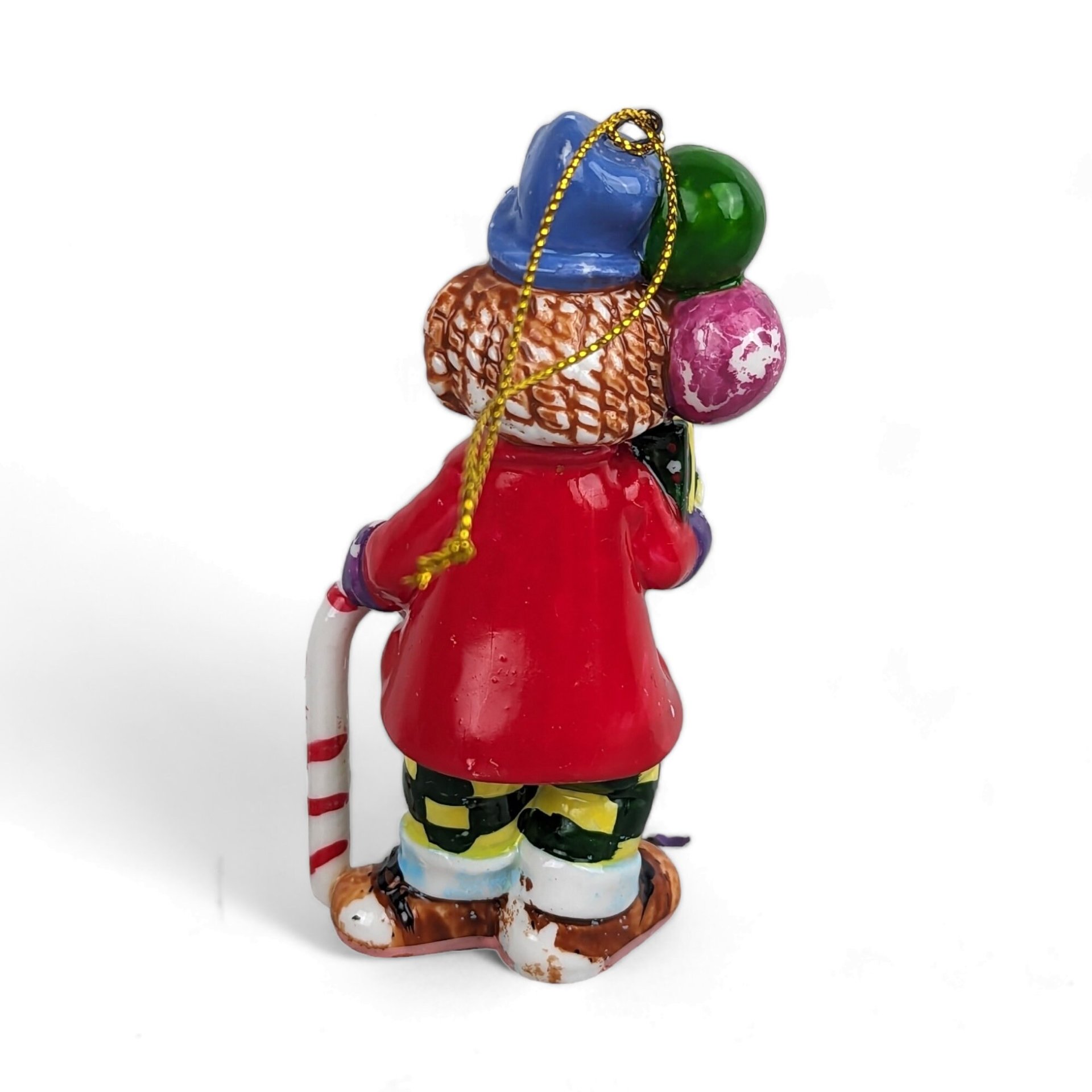 Vintage Ceramic Clown Ornament Imperfect with Subtle Paint Distressing