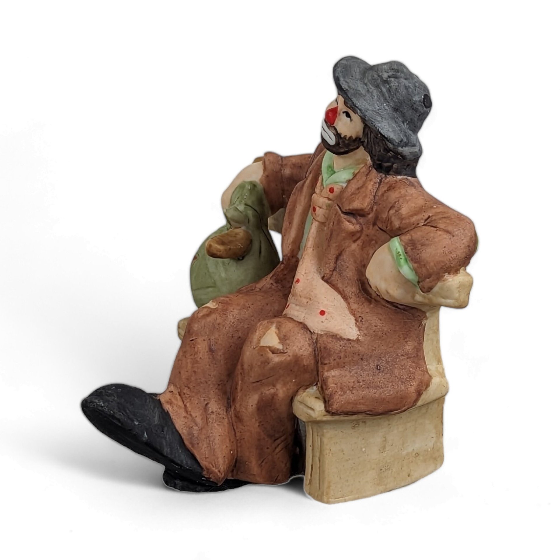 Vintage Emmett Kelly Jr. Flambro Hobo Clown on Bench Collectible Figurine