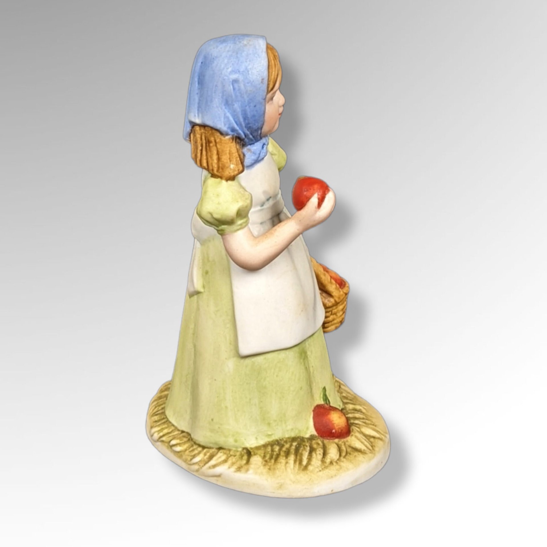 Vintage Reco McClellands Country Love Figurine (3") - Charming Girl with Apples