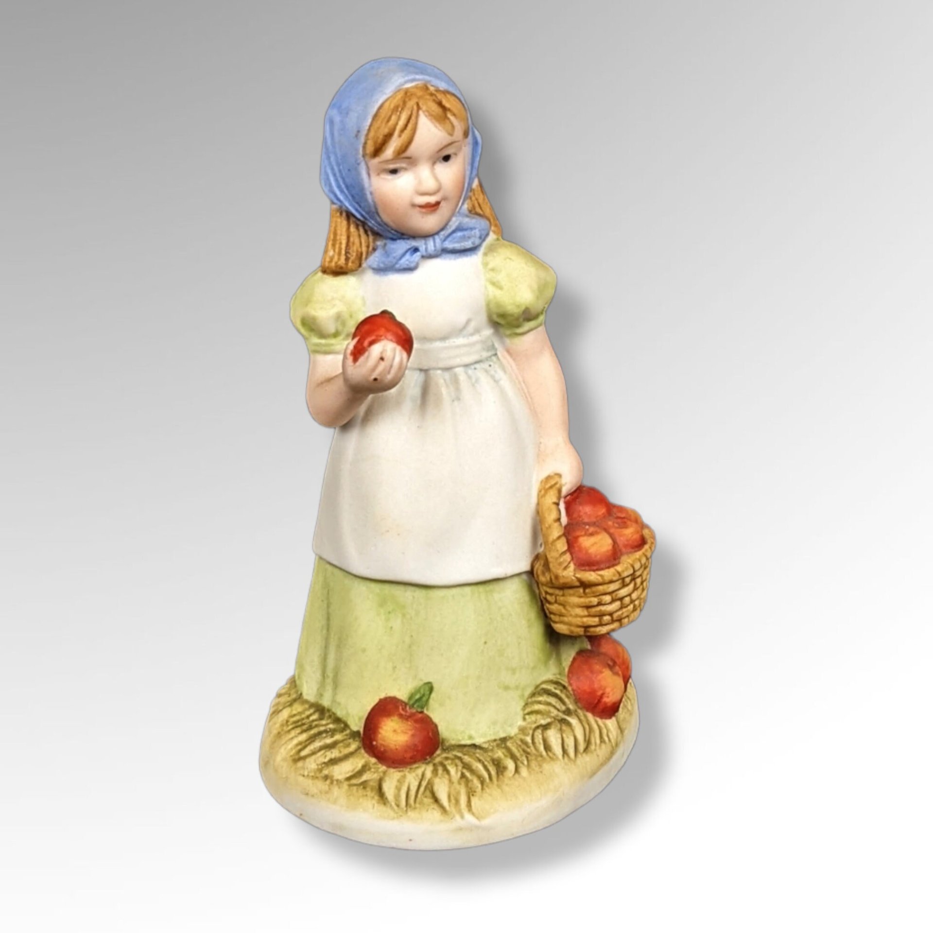 Vintage Reco McClellands Country Love Figurine (3") - Charming Girl with Apples
