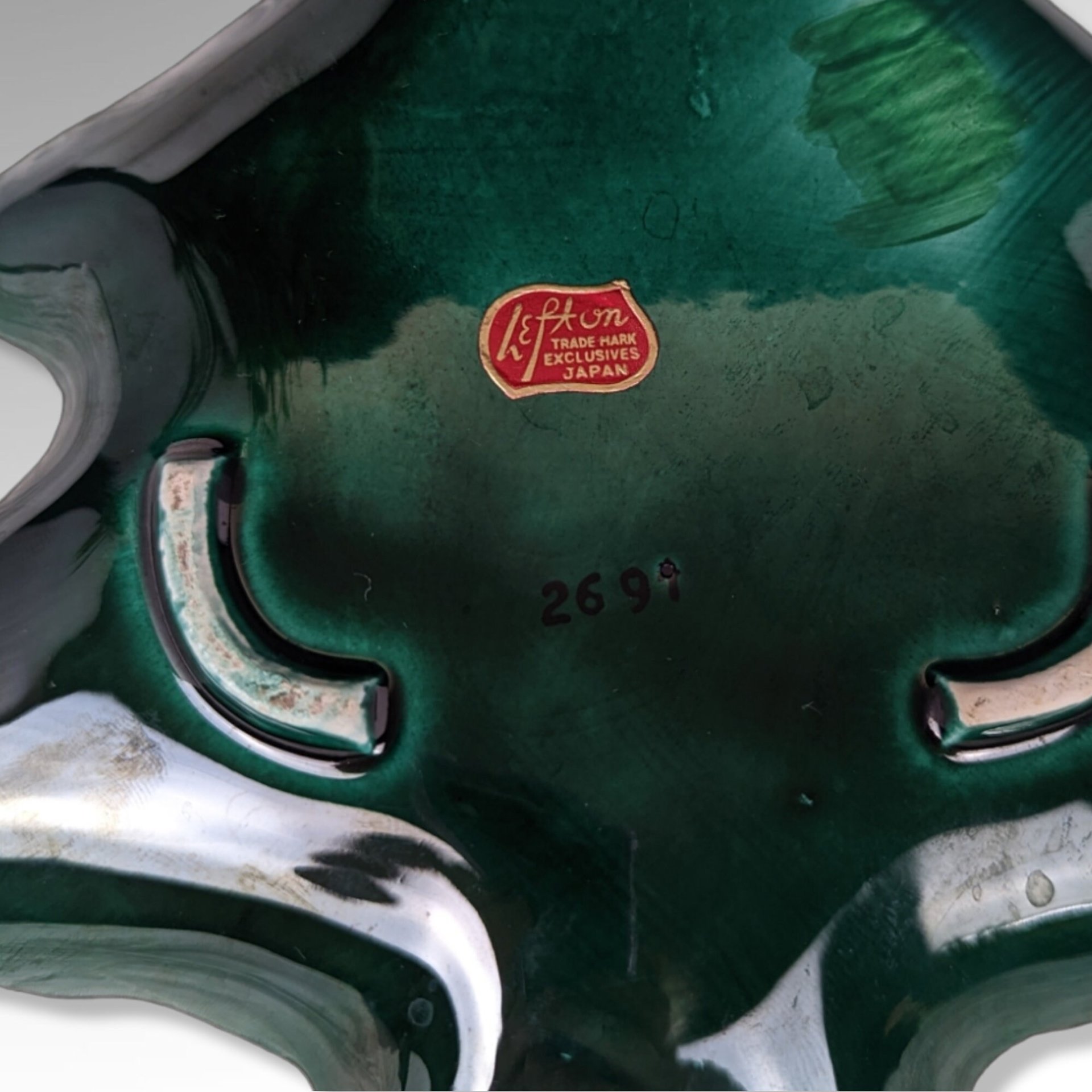 Elegance in Green: Lefton Holly Tree Shaped Trinket Dish 2691