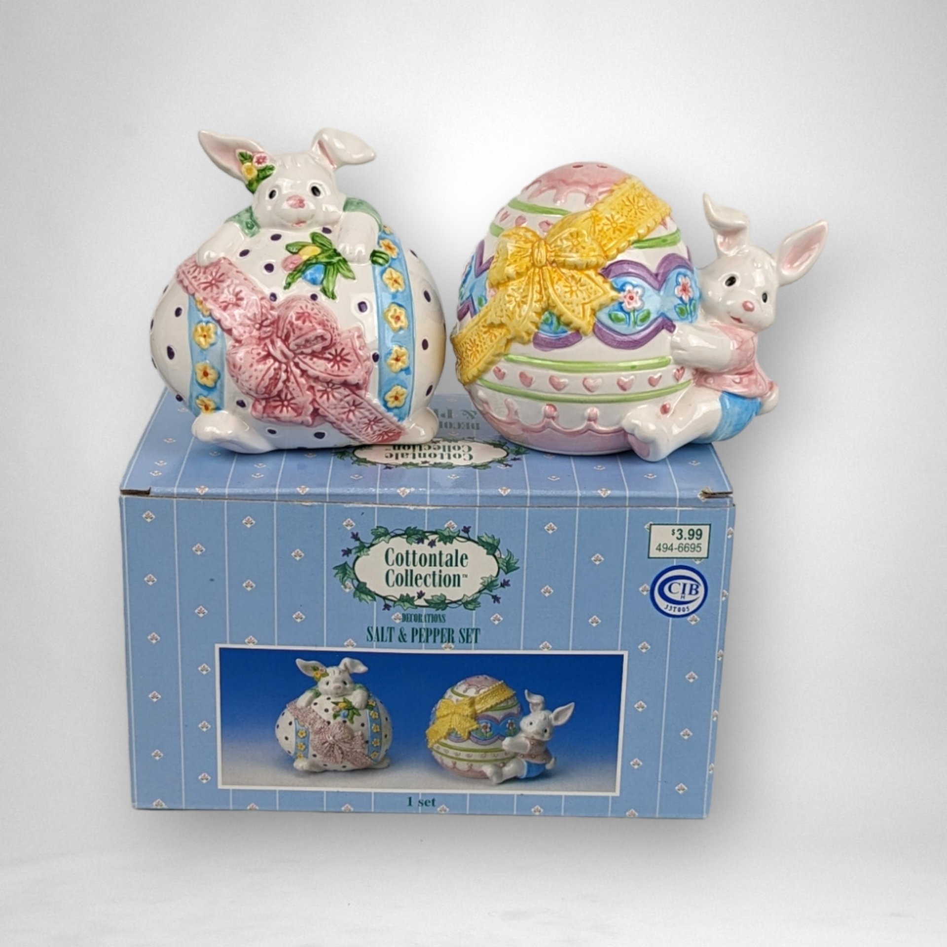 Vintage Easter Bunny Egg Salt and Pepper Shakers