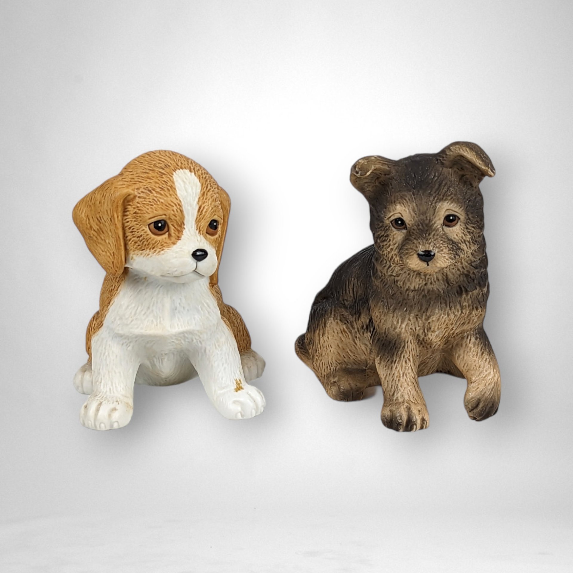Pair of Homco Puppies 8828 - Adorable Ceramic Canine Figurines