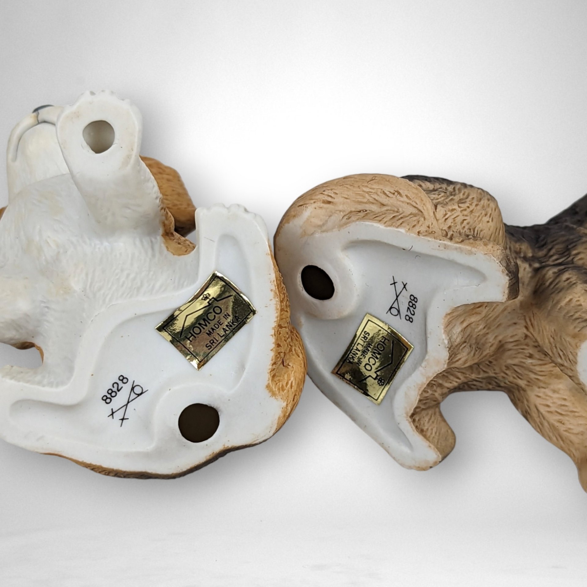 Pair of Homco Puppies 8828 - Adorable Ceramic Canine Figurines