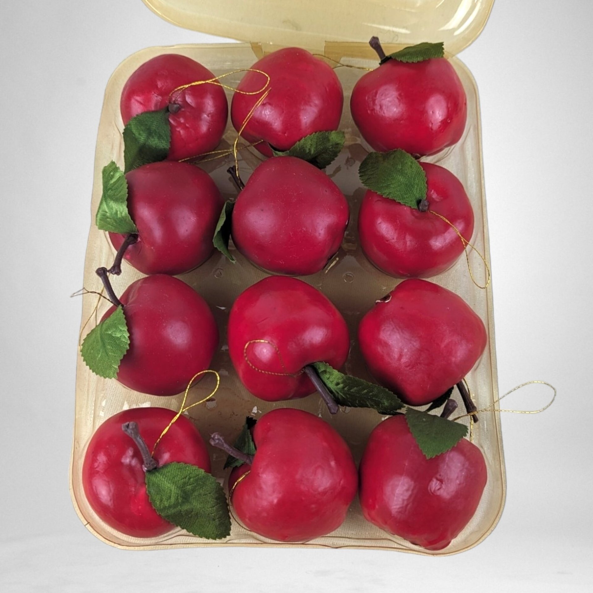 Vintage Set of 12 Sears Apple Ornaments - Classic Holiday Decorations