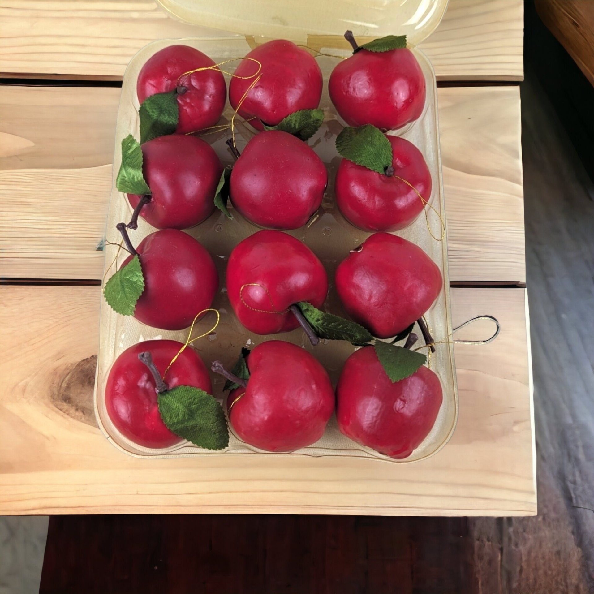 Vintage Set of 12 Sears Apple Ornaments - Classic Holiday Decorations