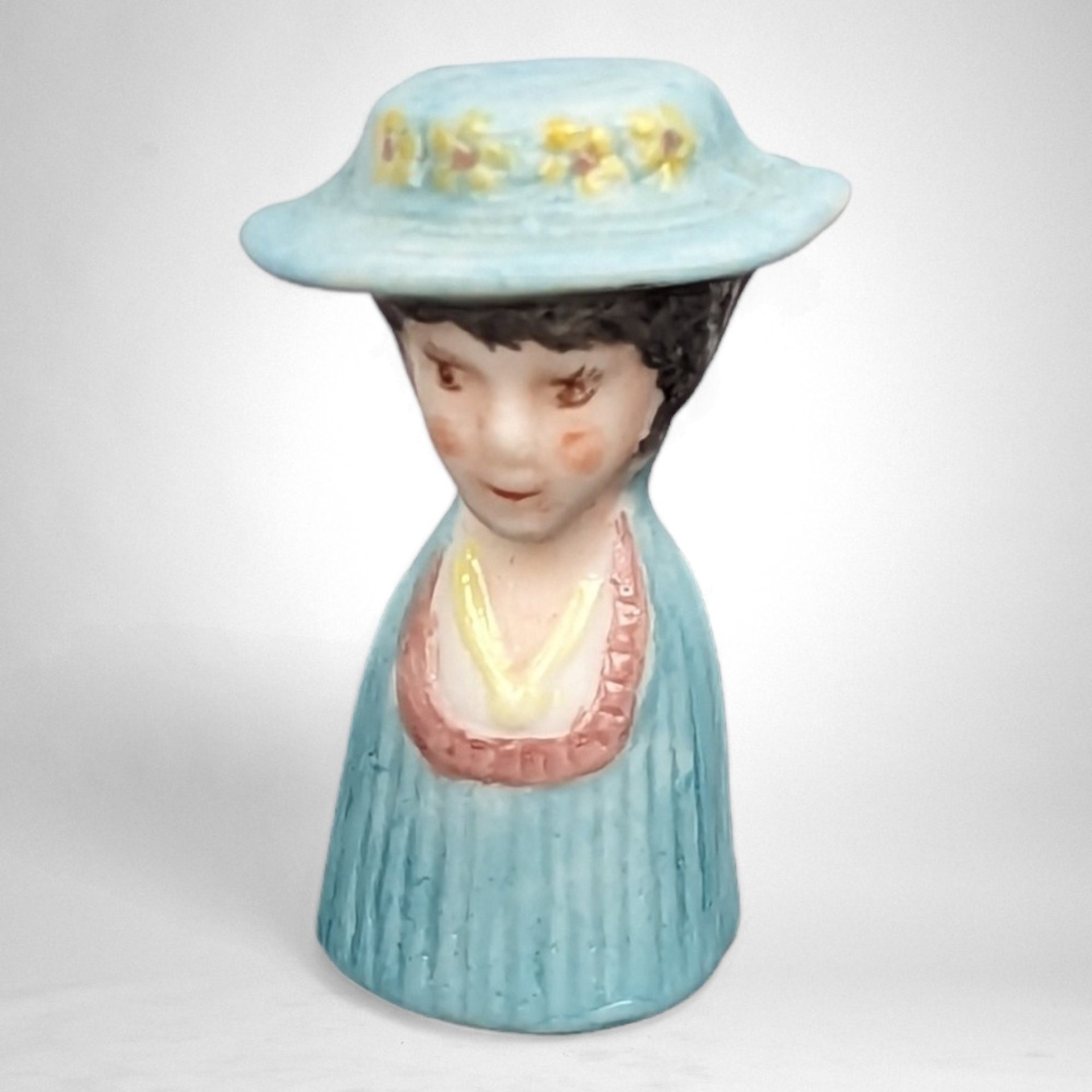 Set of 4 Ceramic Lady Head Thimble Figurines: Delicate Collectibles