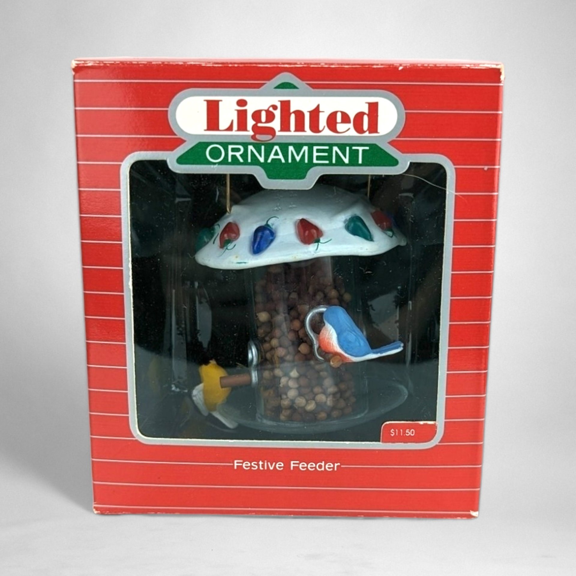1988 Hallmark Festive Feeder Light Up Ornament - A Vintage Holiday Glow