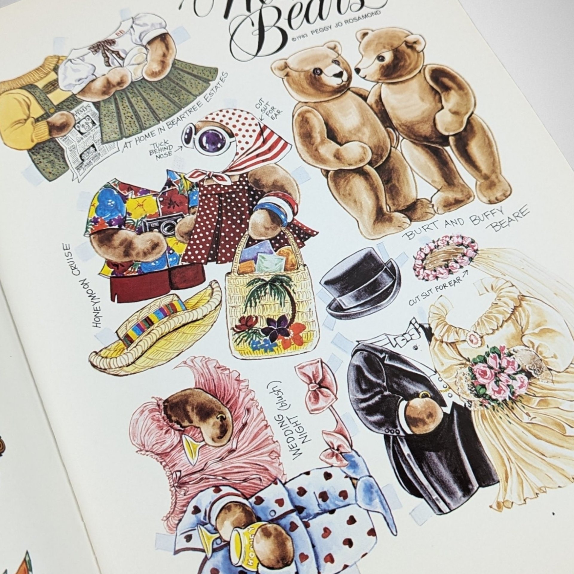 1984 The Teddy Bear and Friends Paper Doll Fantasy Book by Peggy Jo Rosamond 
