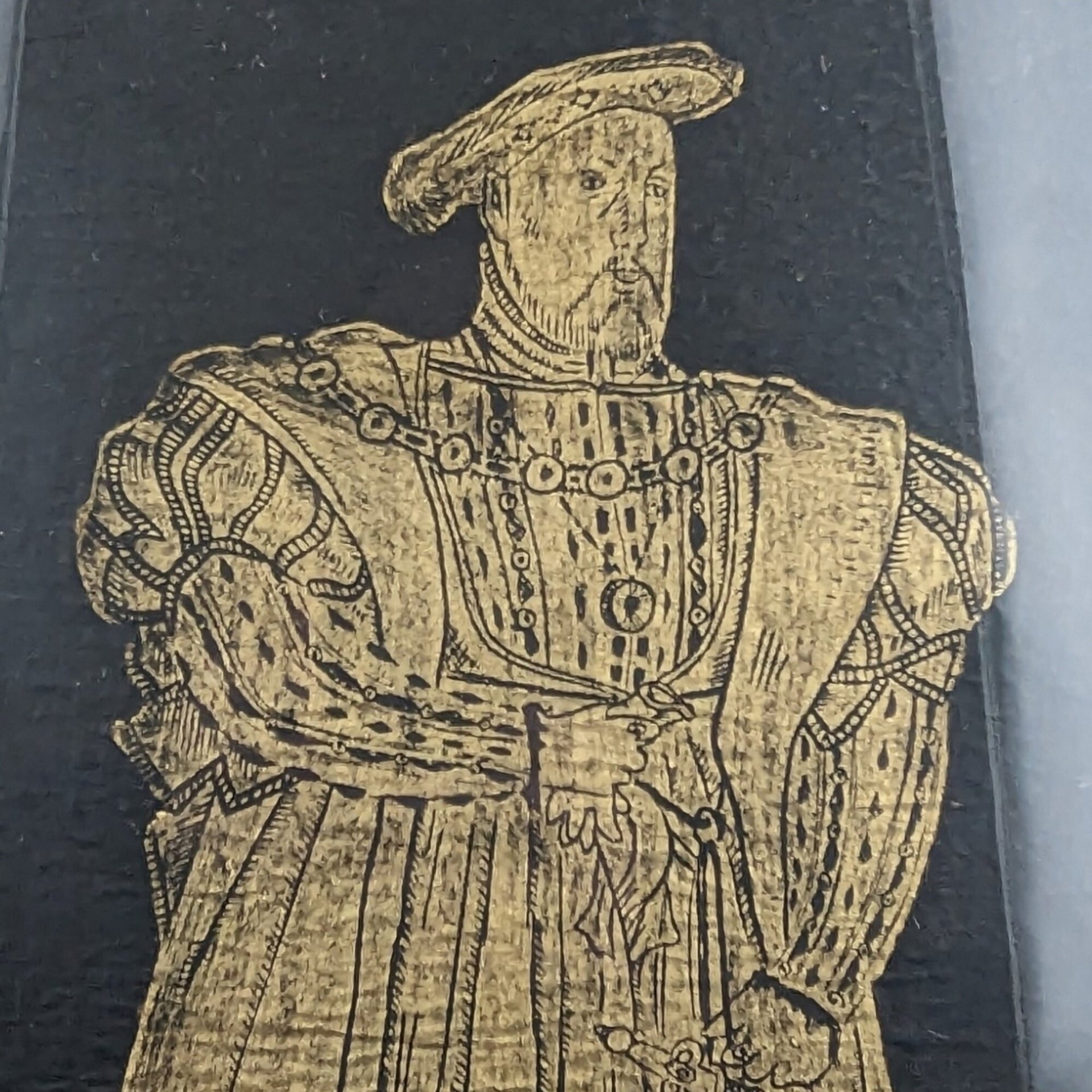 Regal Elegance: Vintage Framed Brass Rubbing of Henry VII