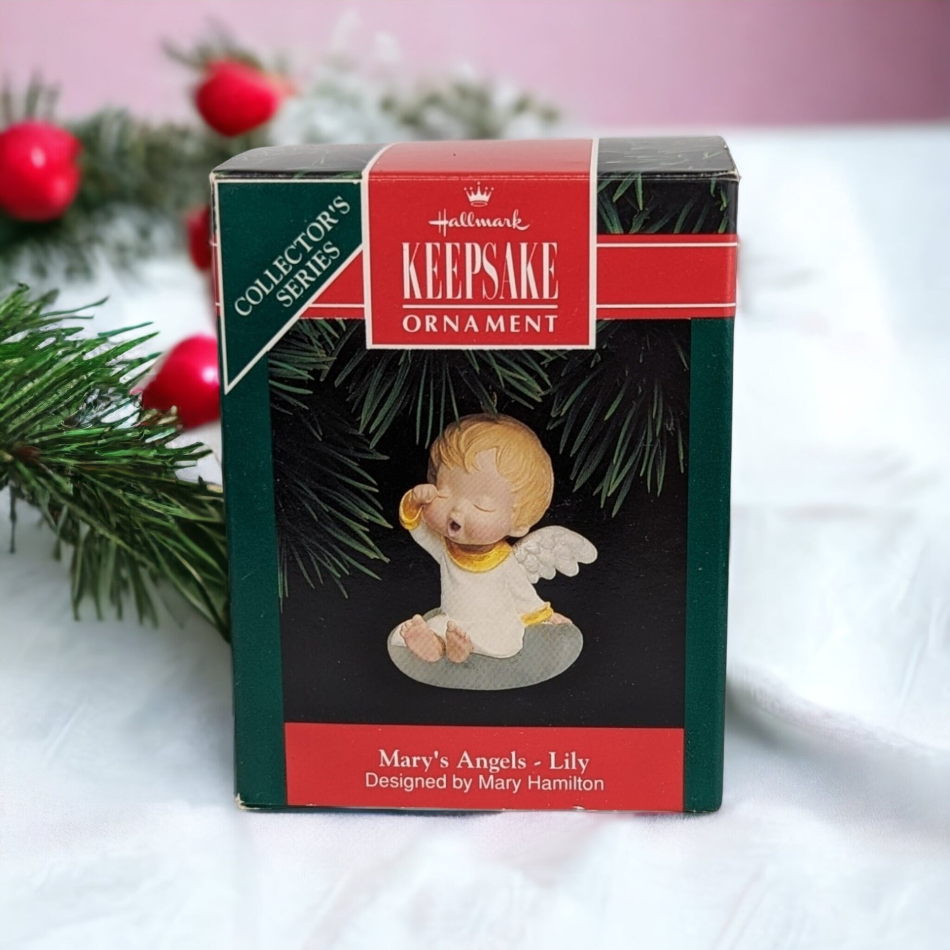 1992 Hallmark Mary's Angels Lily Ornament - Vintage Christmas Collectible