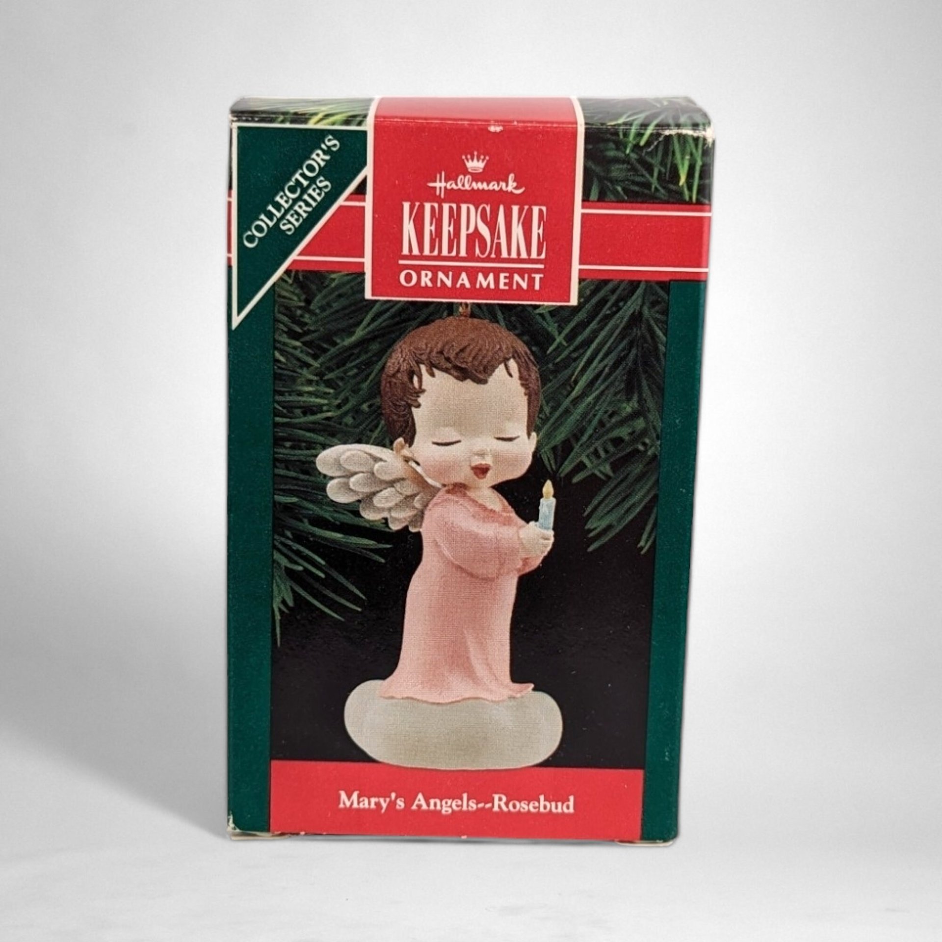 1990 Hallmark Mary's Angels Rosebud Ornament - Vintage Christmas Collectible