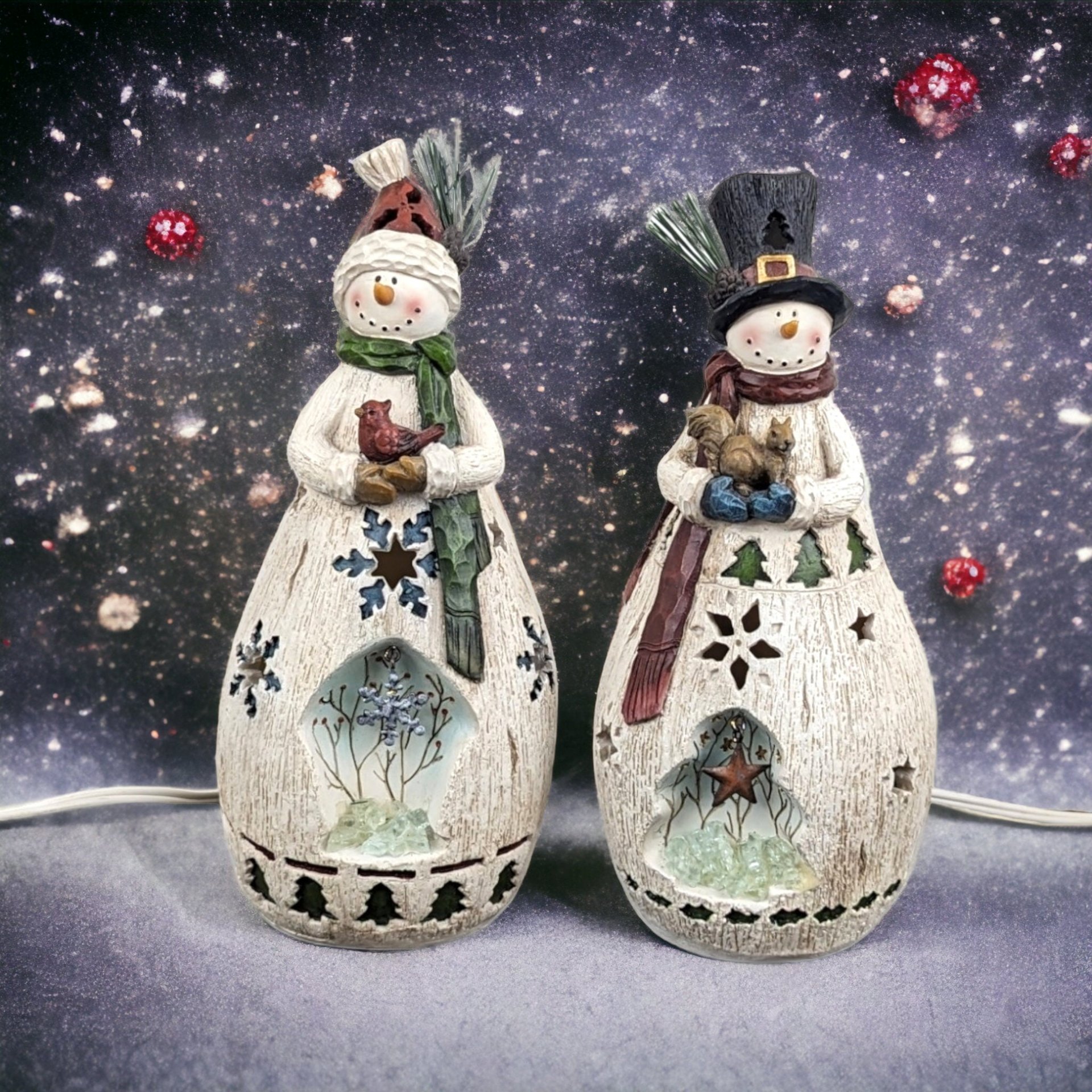 Whimsical Snowman Nightlight Lamps - Set of 2: Add a Cozy Glow to Your Winter Decor!