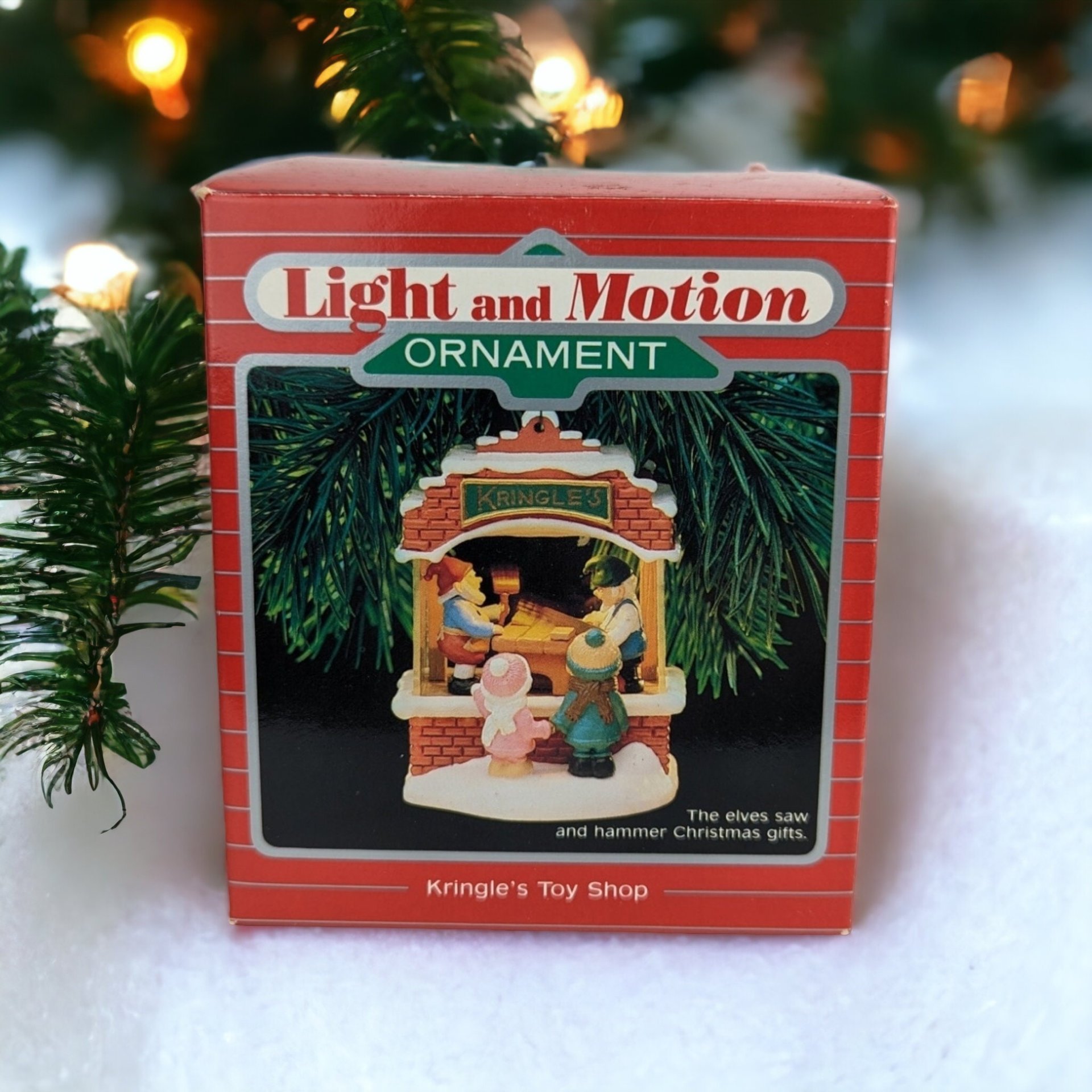 1987 Hallmark Kringle's Toy Shop Light and Motion Ornament - Holiday Whimsy