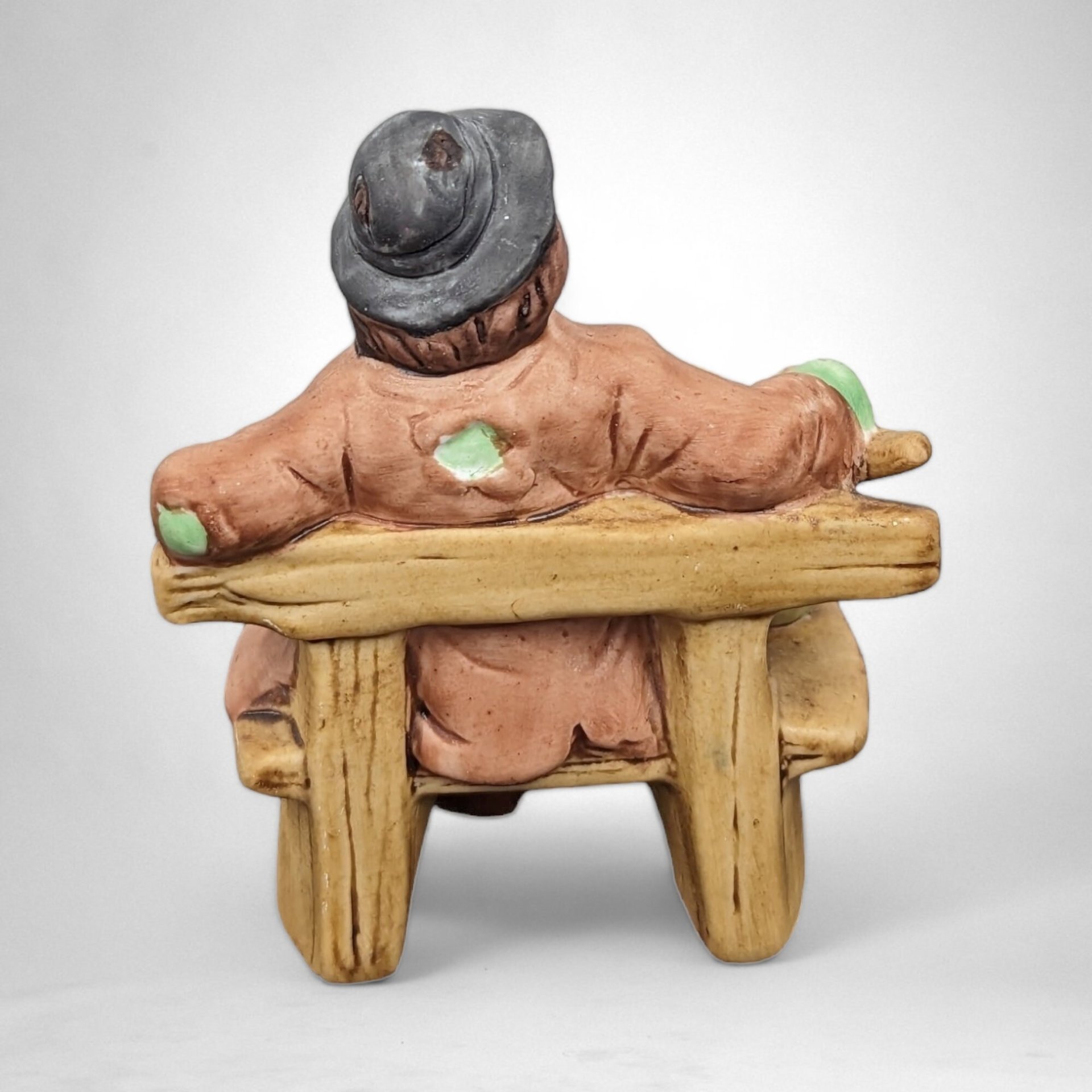 Pair of Vintage Emmett Kelly Jr. Hobo Clown on Bench Figurines - Whimsical Collectibles