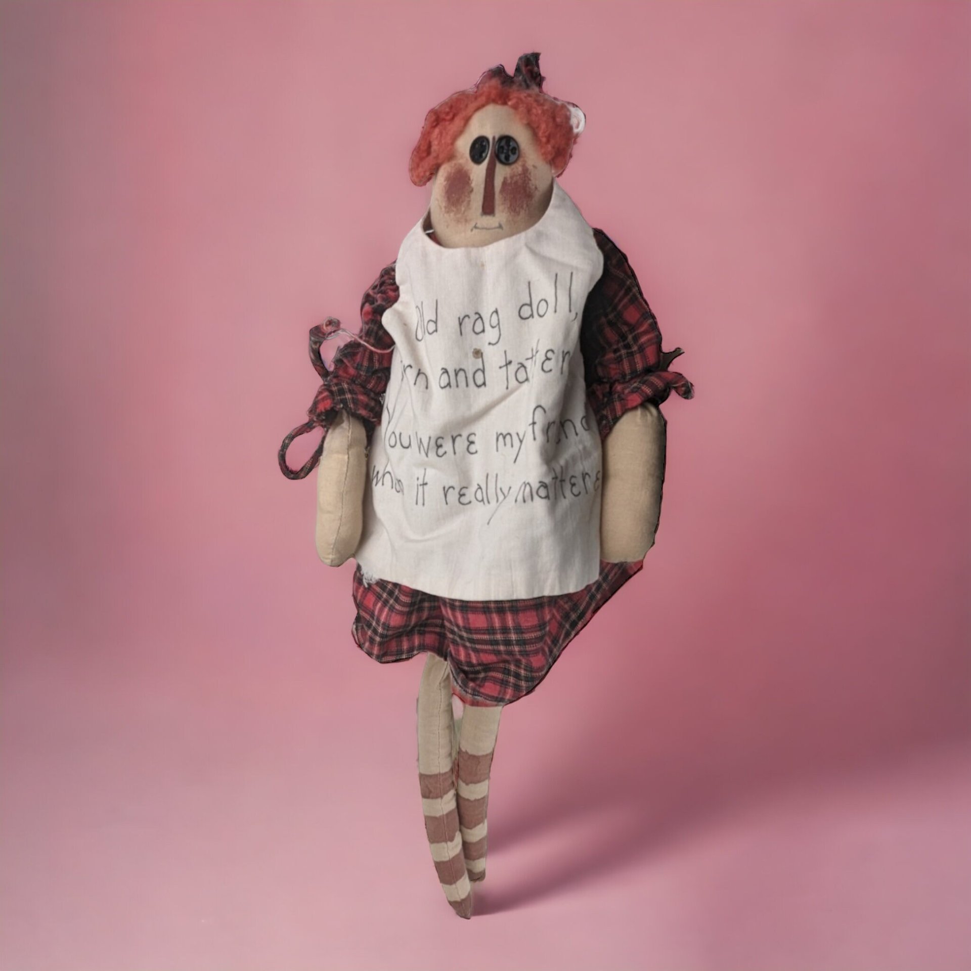 Handmade Vintage 18" Rag Doll - Timeless Collectible Toy