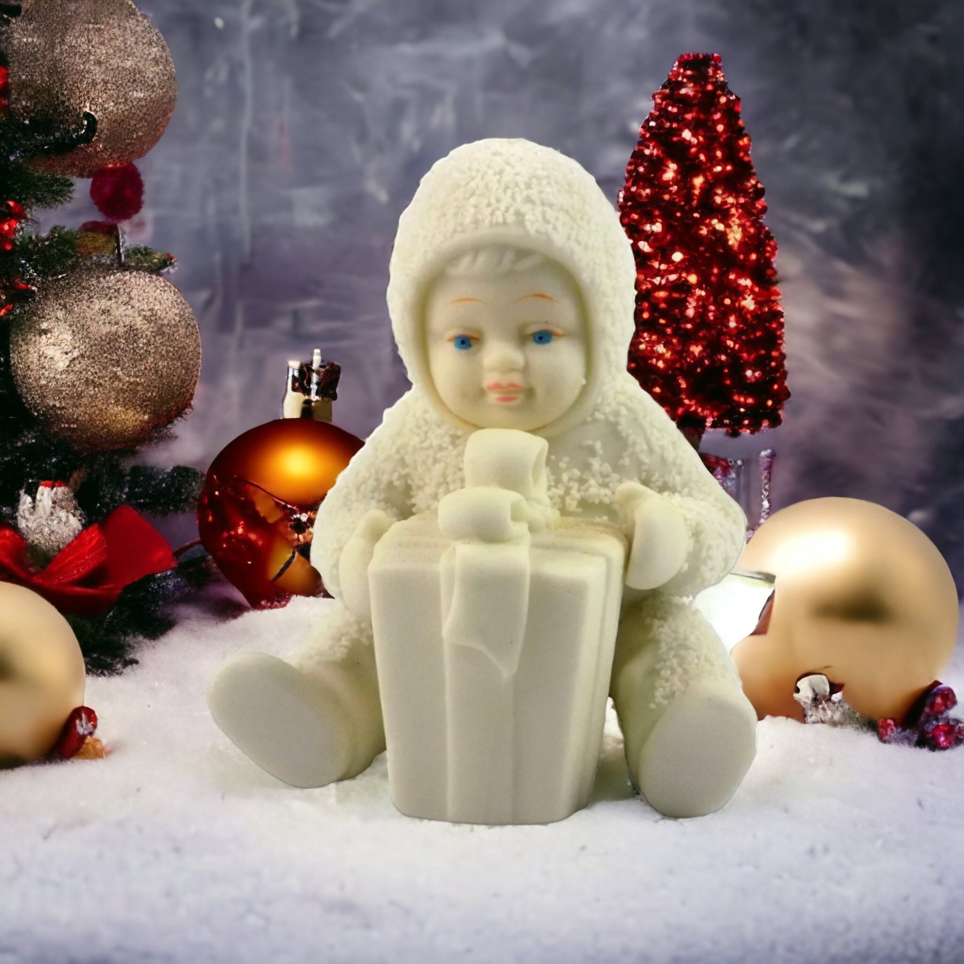 1993 Dept. 56 Snowbabies 'Can I Open It Now' Figurine: Charming Christmas Collectible