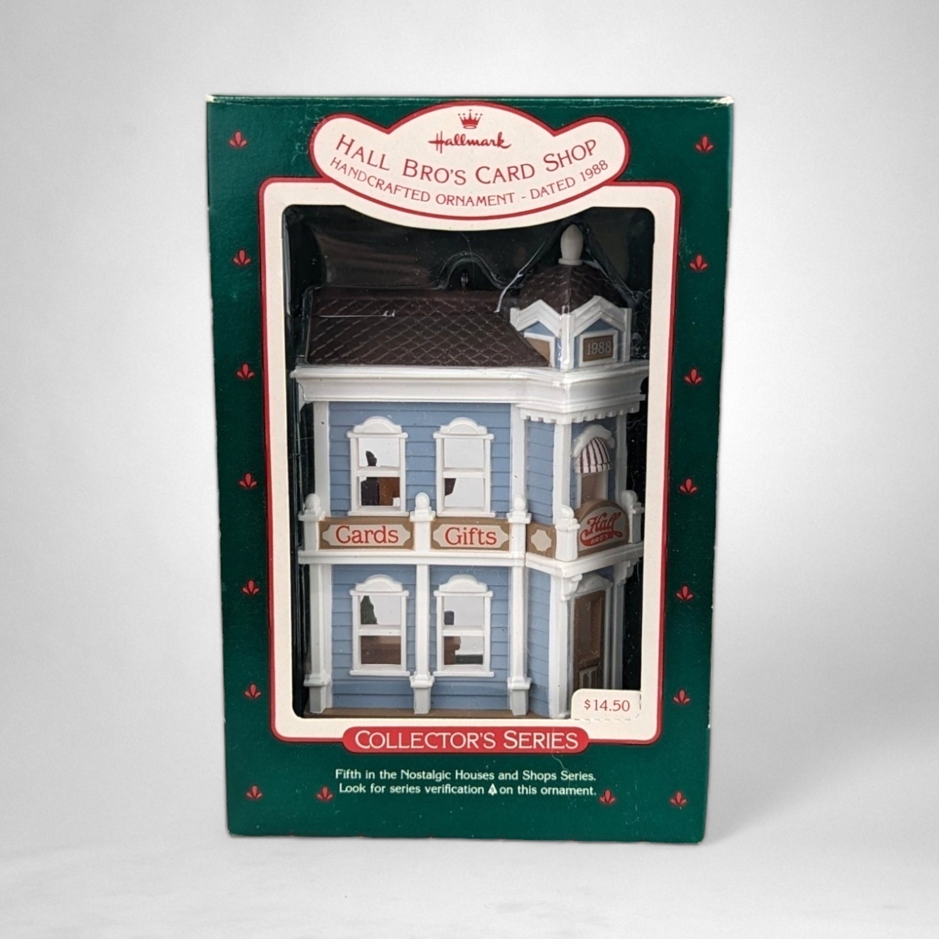 Vintage 1988 Hallmark Hall Bro's Card Shop Ornament - Timeless Holiday Memories