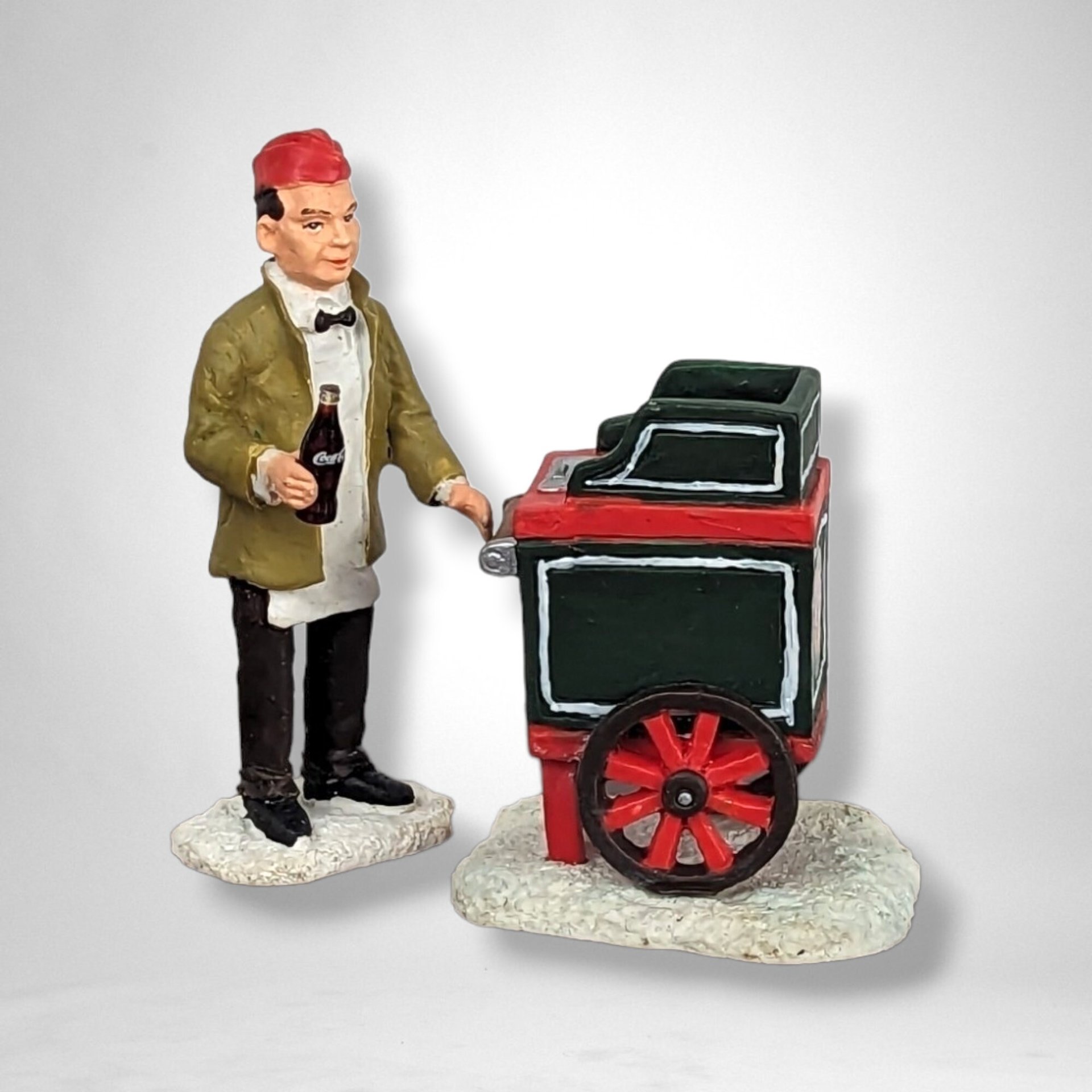 Vintage Coca-Cola Town Square Street Vendor Figurine - Nostalgic Collectible