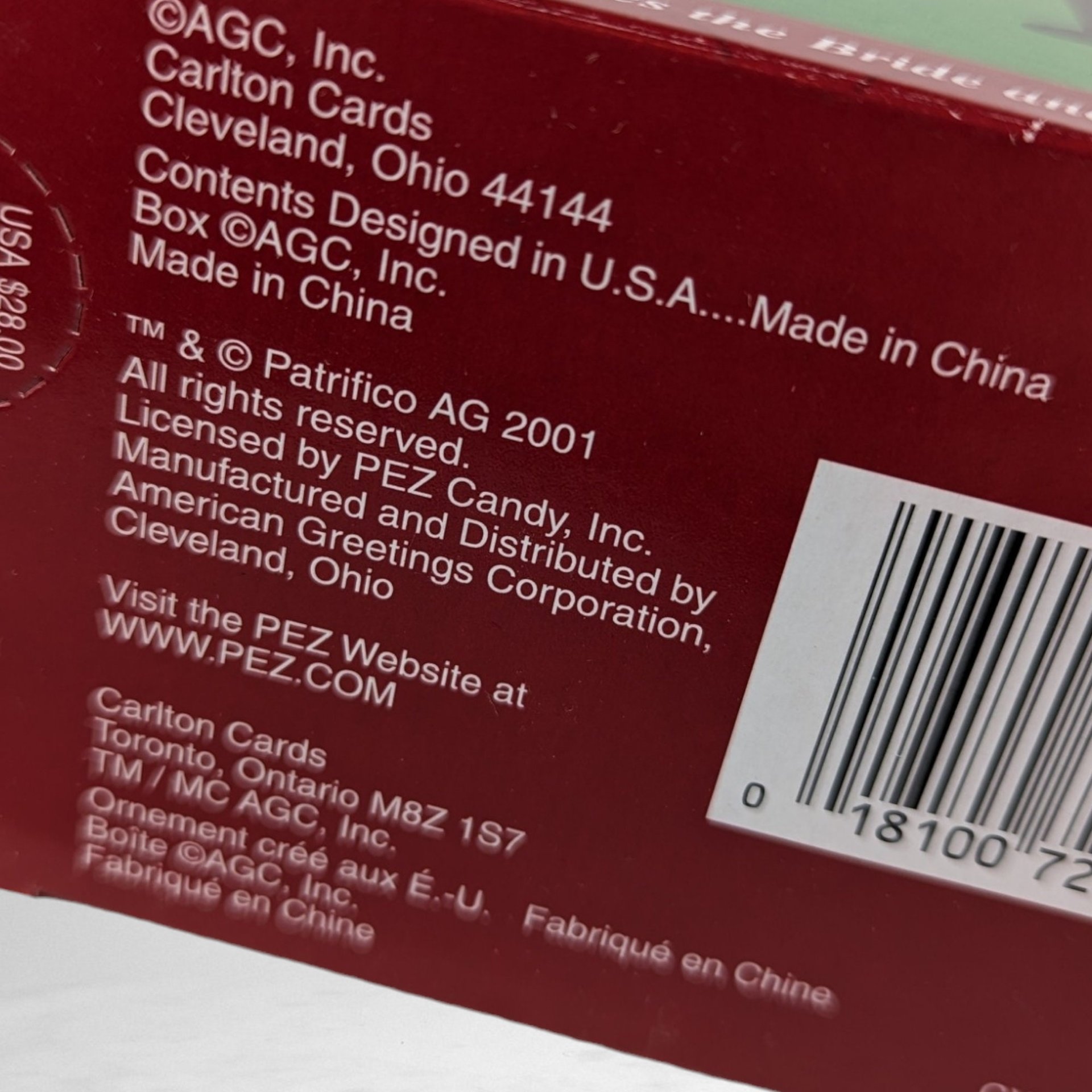 2001 Carlton Cards PEZ Here Comes the Bride and Groom Ornament Set