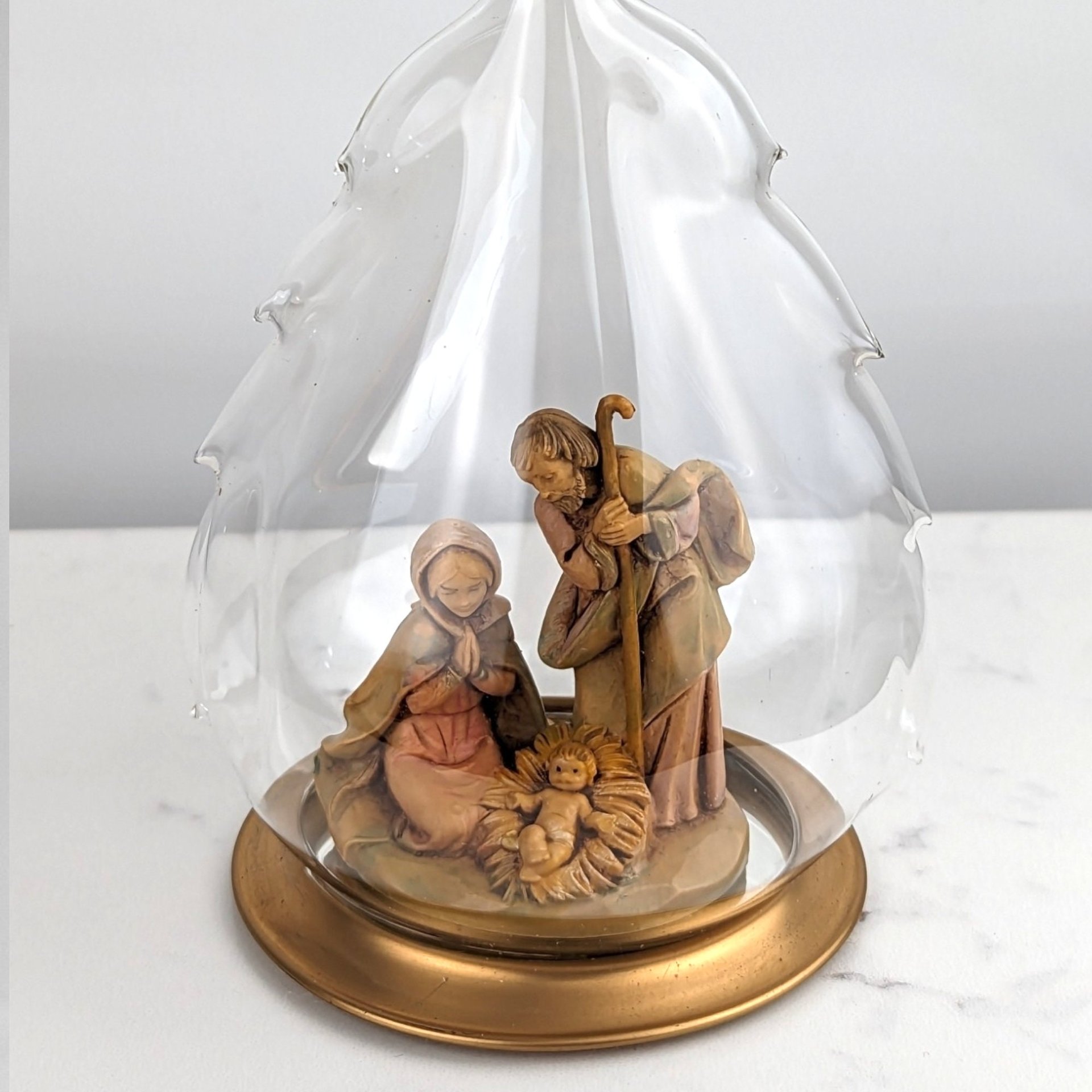 Vintage Roman Fontanini Holy Family Large Glass Ornament - Timeless Holiday Decor