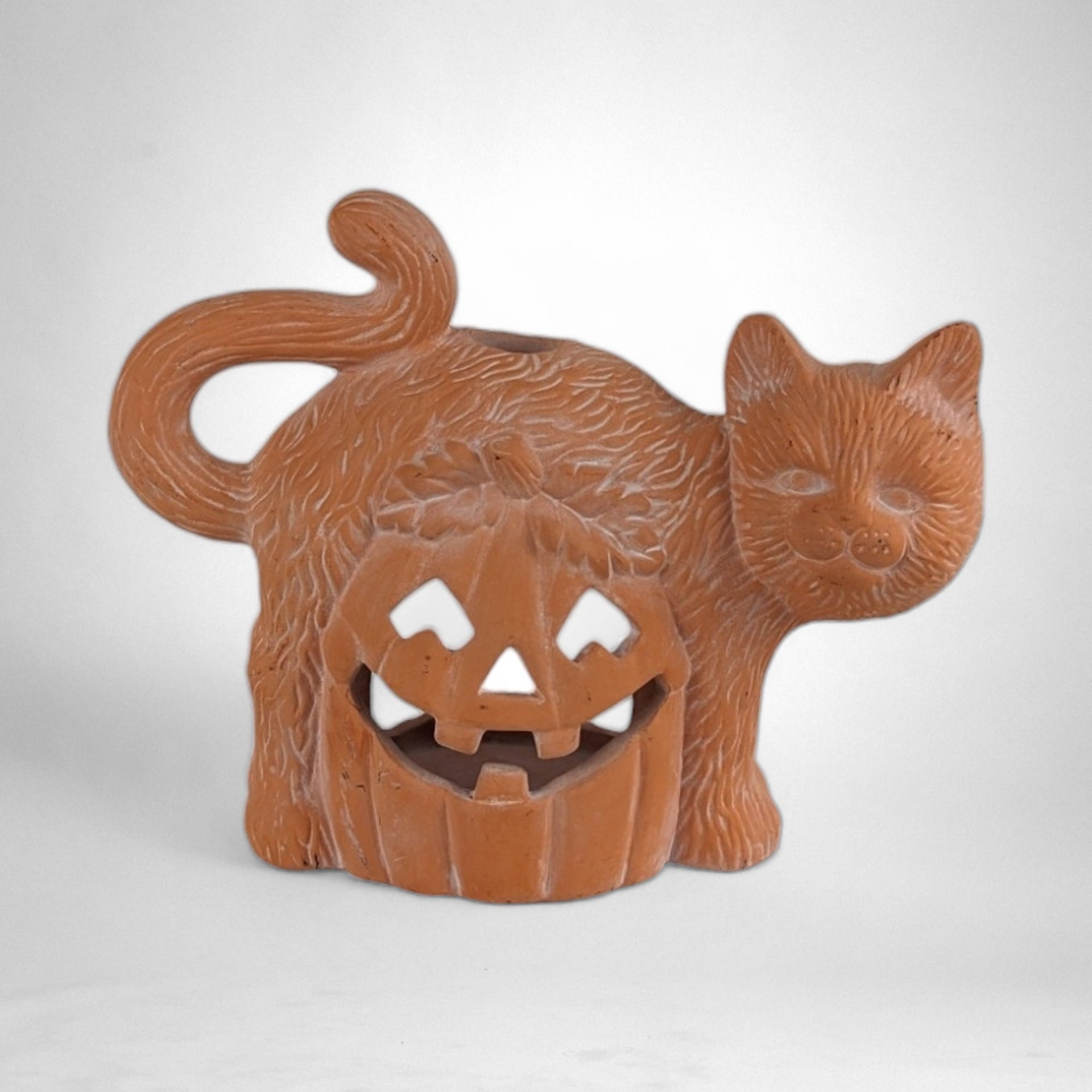 1998 Figi Terracotta Halloween Cat Tealight Holder