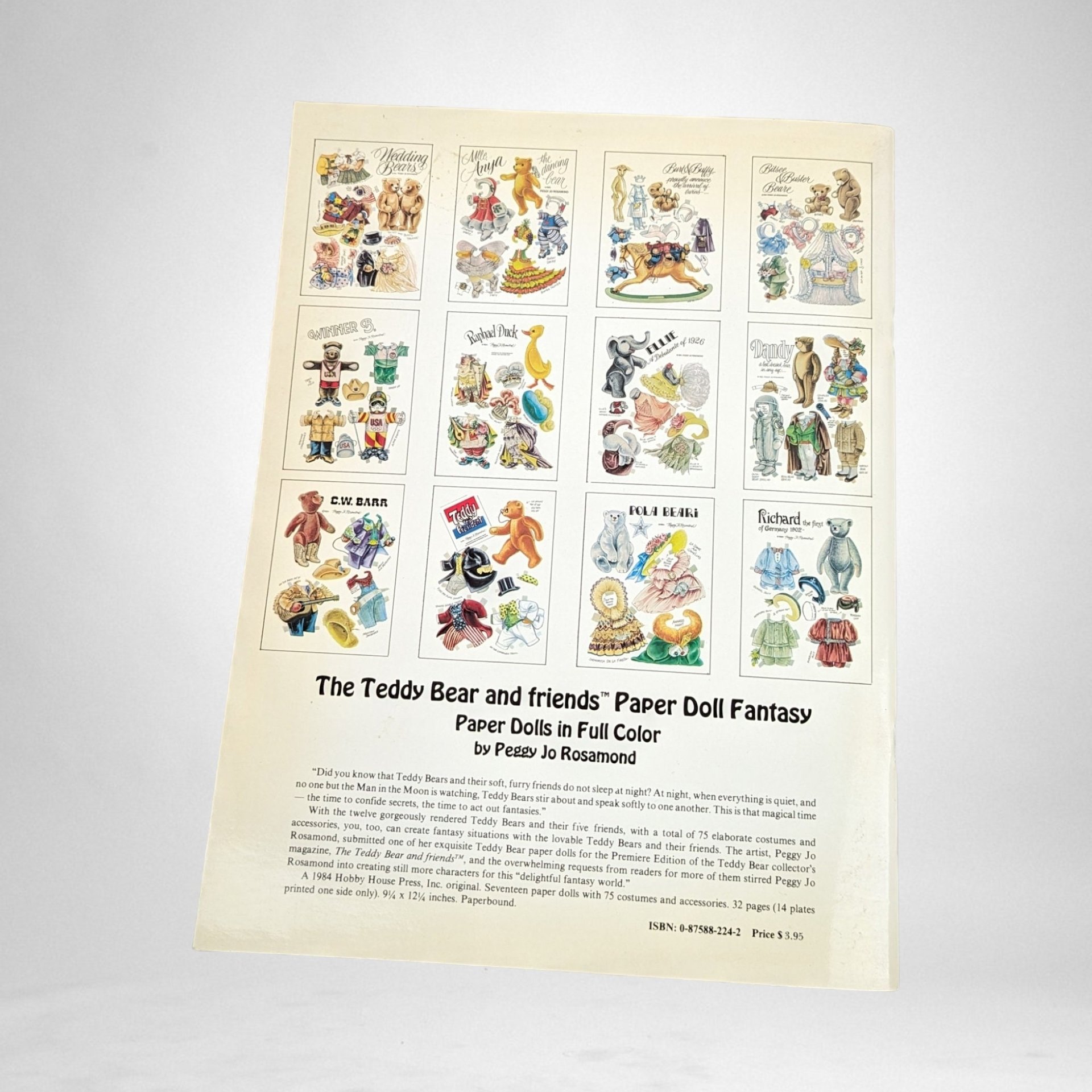 1984 The Teddy Bear and Friends Paper Doll Fantasy Book by Peggy Jo Rosamond 