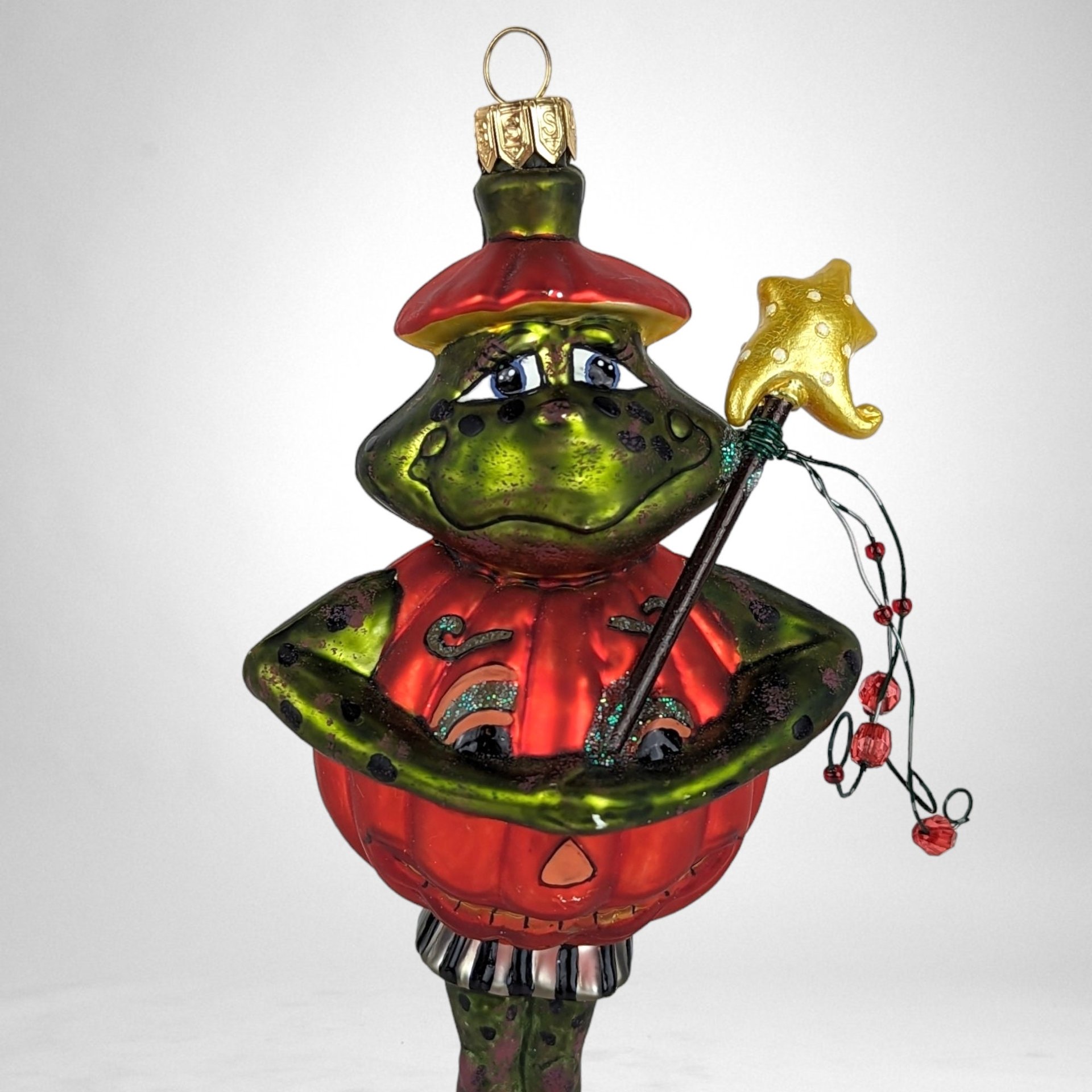 Enchanting Bonijean Pumpkin Frog Blown Glass Ornament for Whimsical Holiday Magic