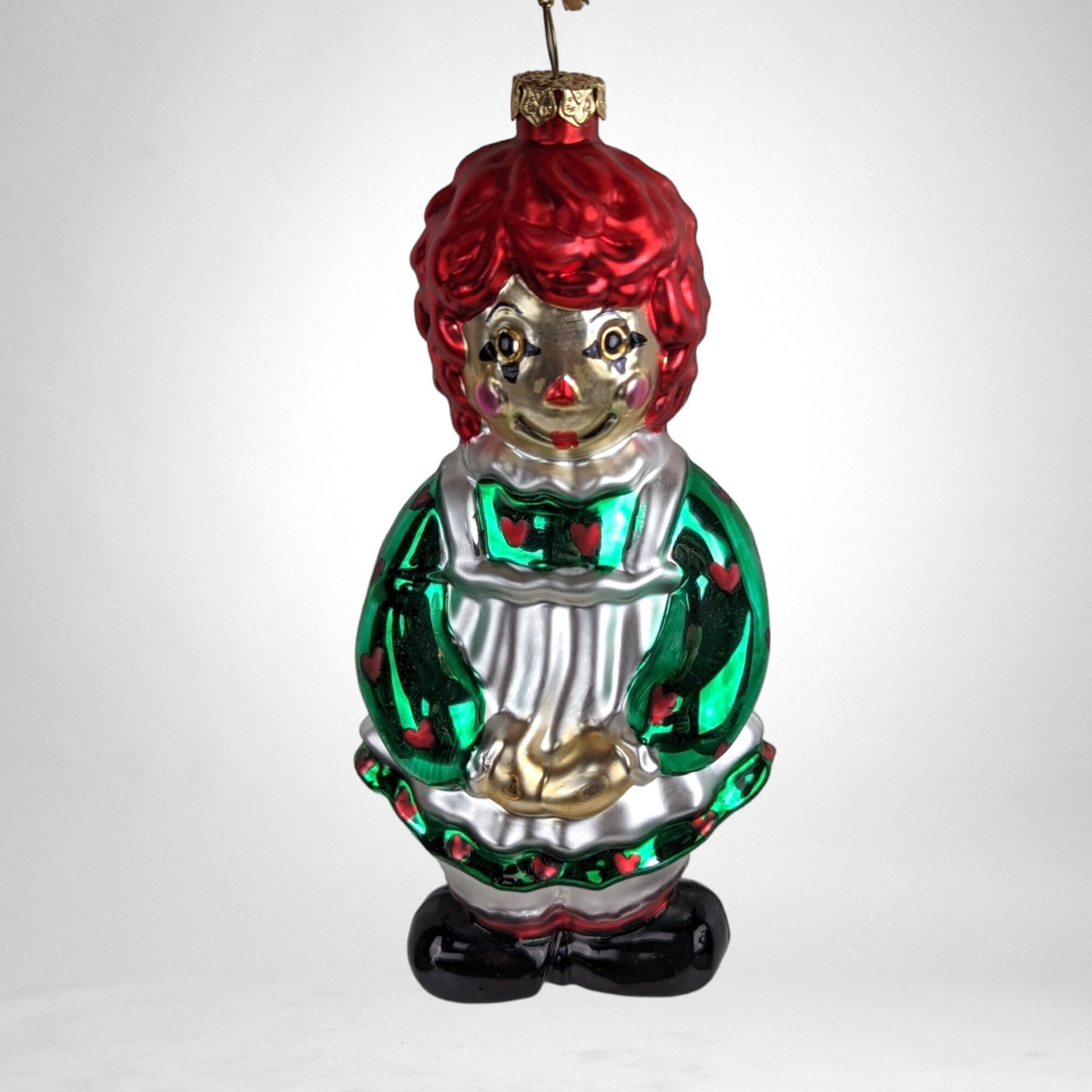 Charming Vintage Raggedy Ann Glass Ornament - Nostalgic Holiday Decor