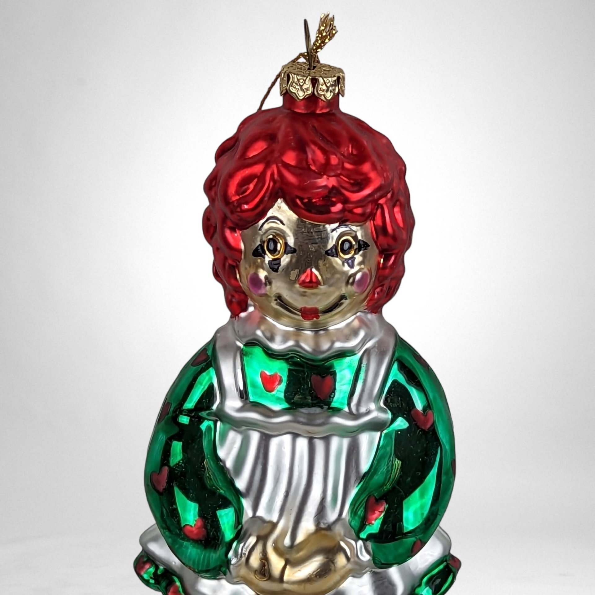 Charming Vintage Raggedy Ann Glass Ornament - Nostalgic Holiday Decor