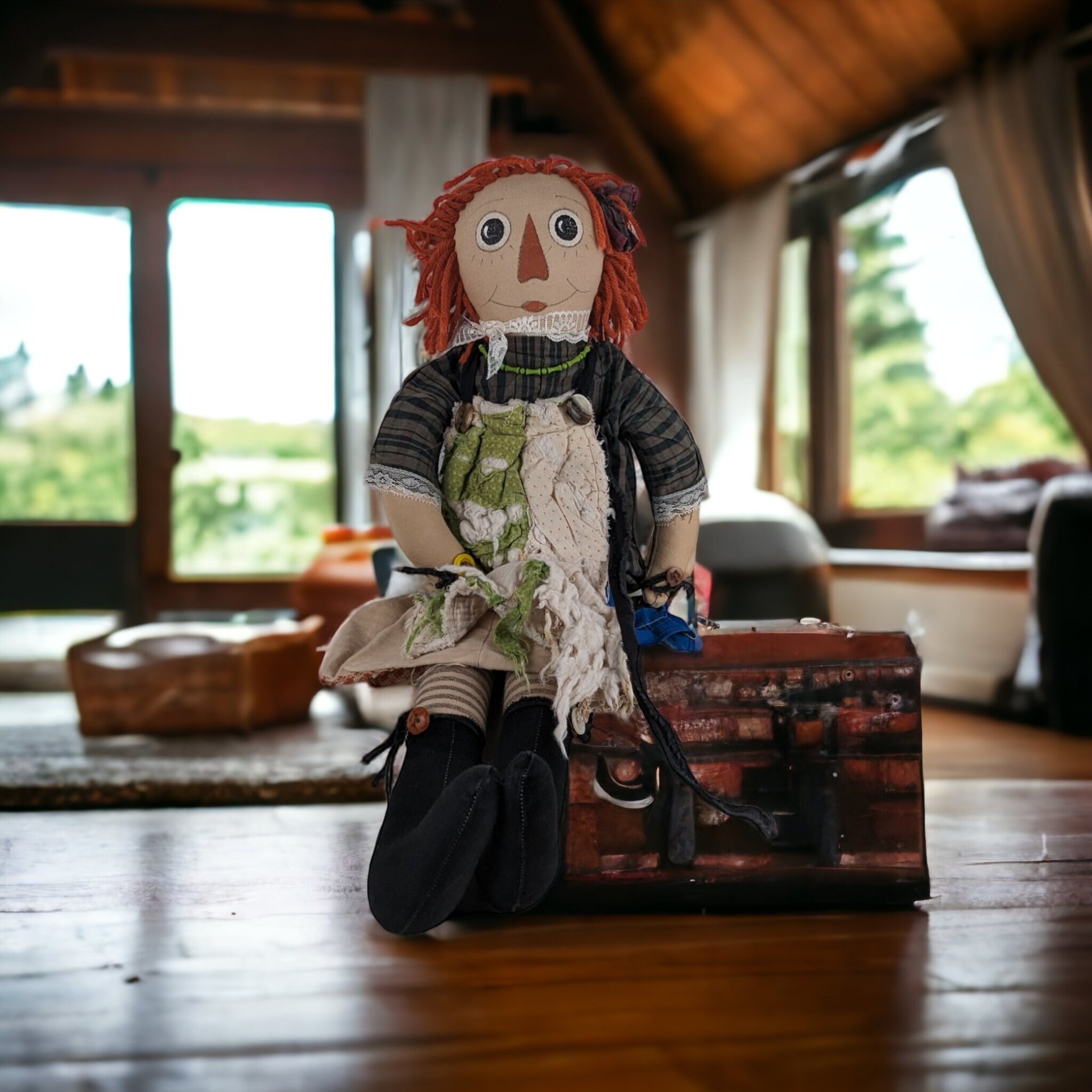 Vintage 23" Extra Raggedy Country Folk Art Raggedy Ann Doll