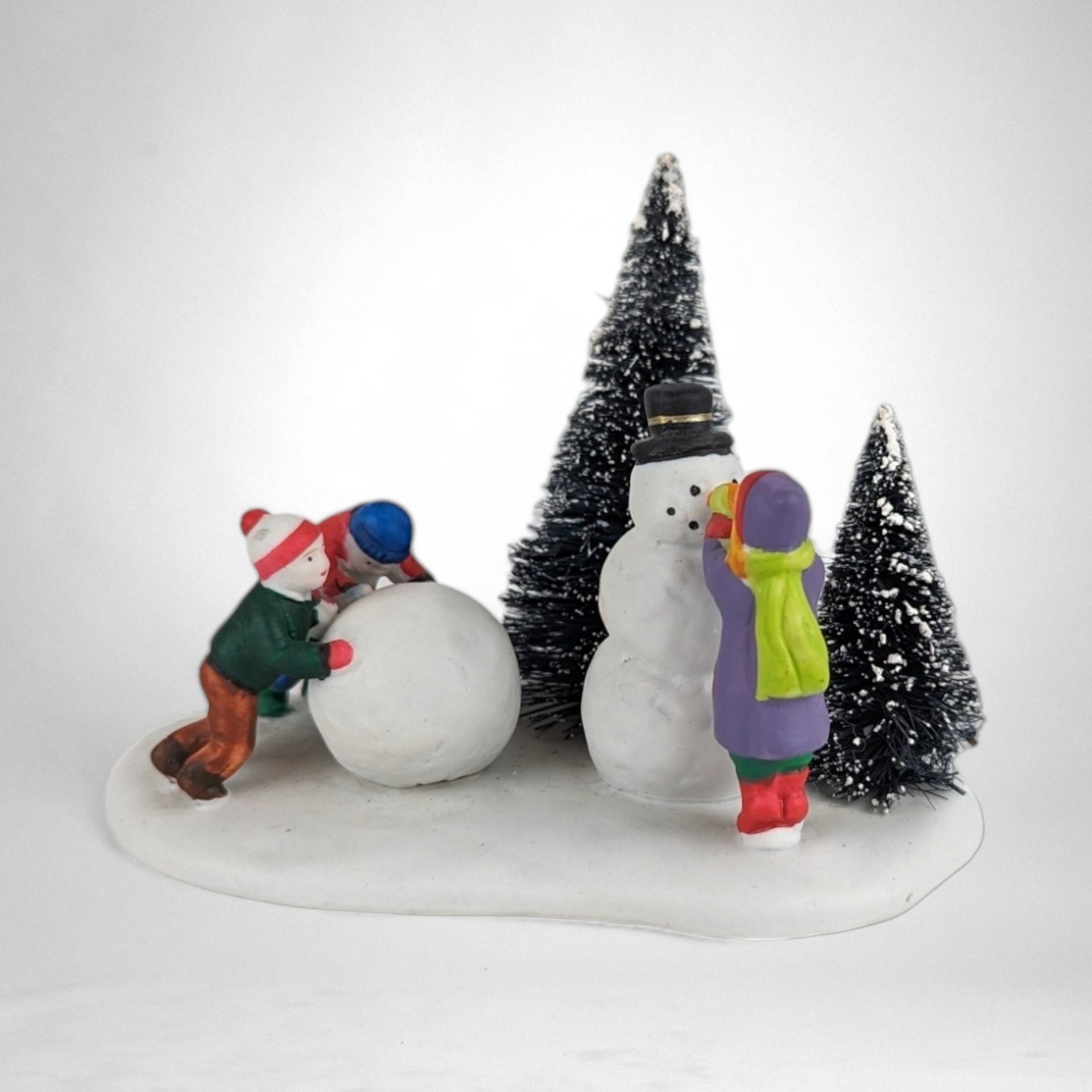 Frosty Fun: 1996 Lemax Village Children Building Snowmen Figurine