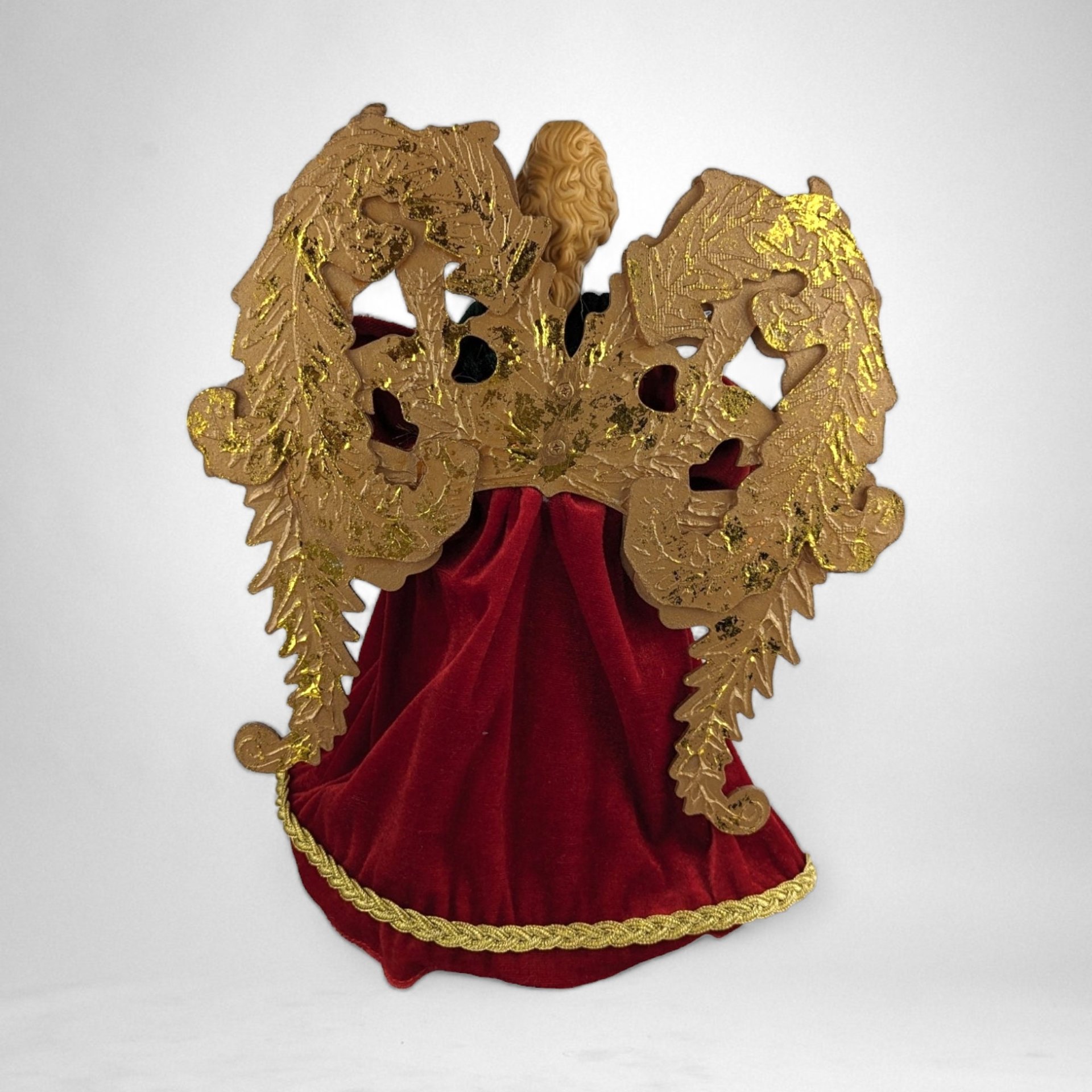 Heirloom Elegance: Vintage Angel Tree Topper in Red Dress