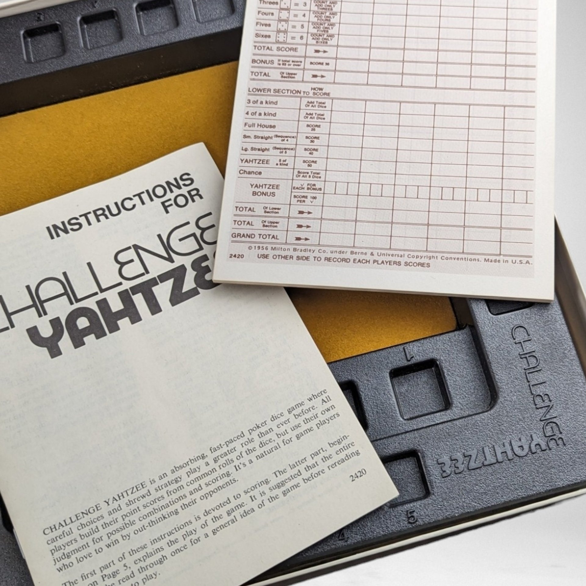 Vintage 1974 Milton Bradley Challenge Yahtzee Game