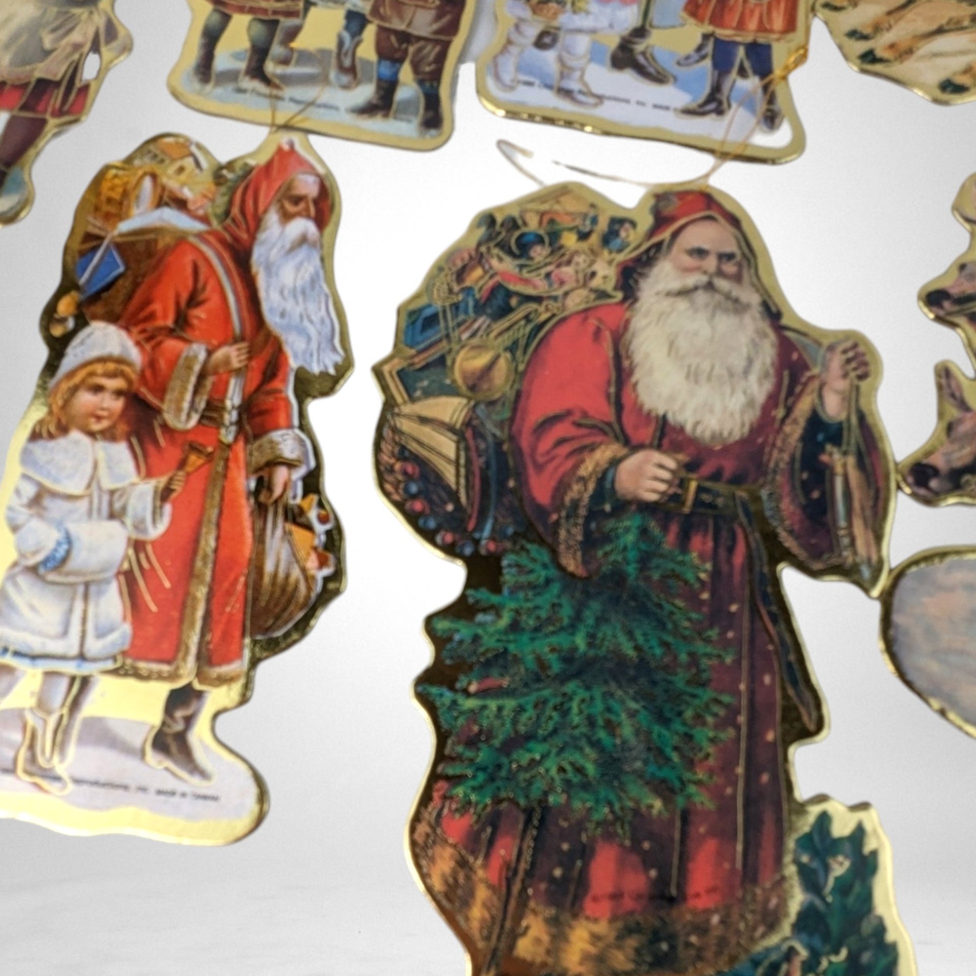 Set of 8 1986 Cardboard Vintage Christmas Ornaments