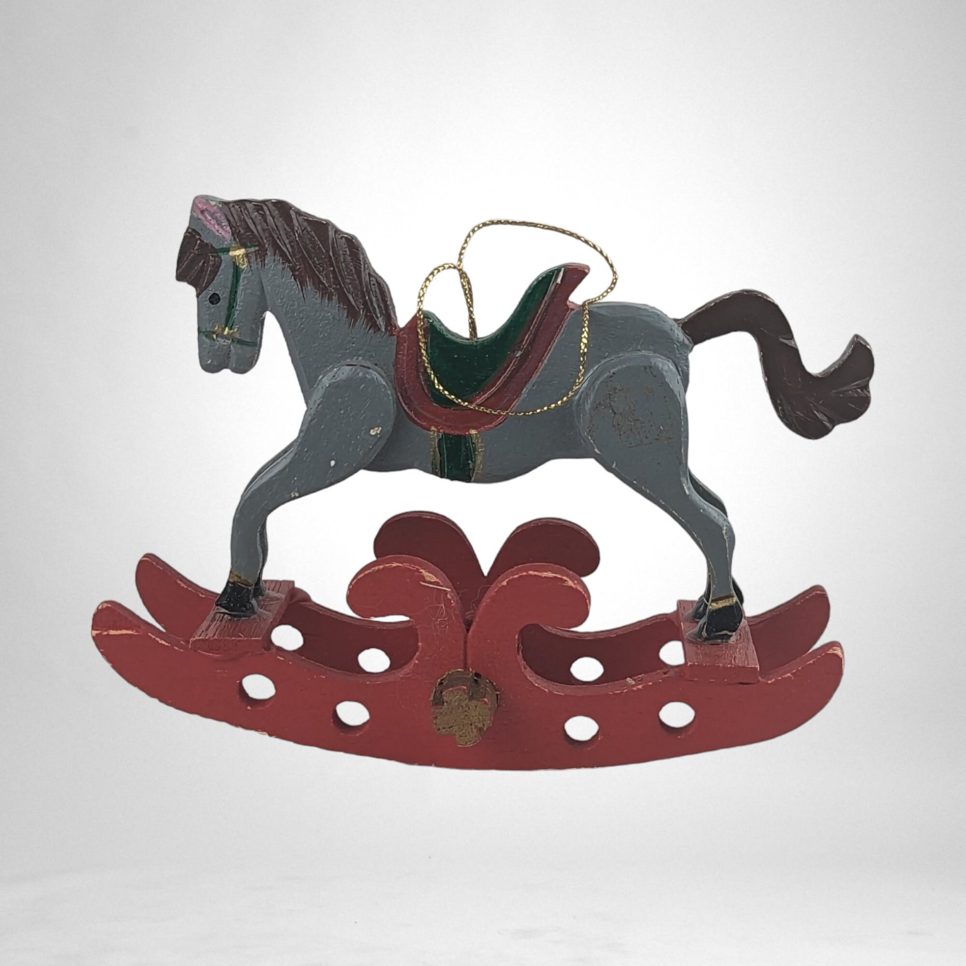 Vintage Wooden Rocking Horse Ornament