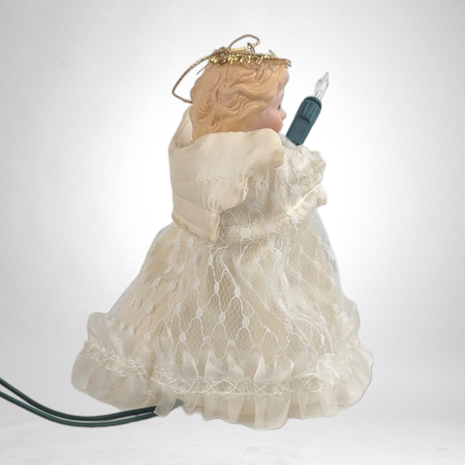 Vintage Small 5" Angel Tree Topper: Timeless Elegance with Soft Illumination