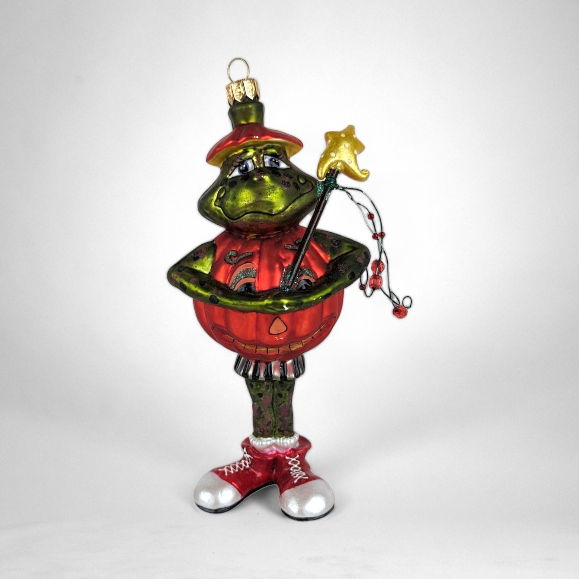 Enchanting Bonijean Pumpkin Frog Blown Glass Ornament for Whimsical Holiday Magic