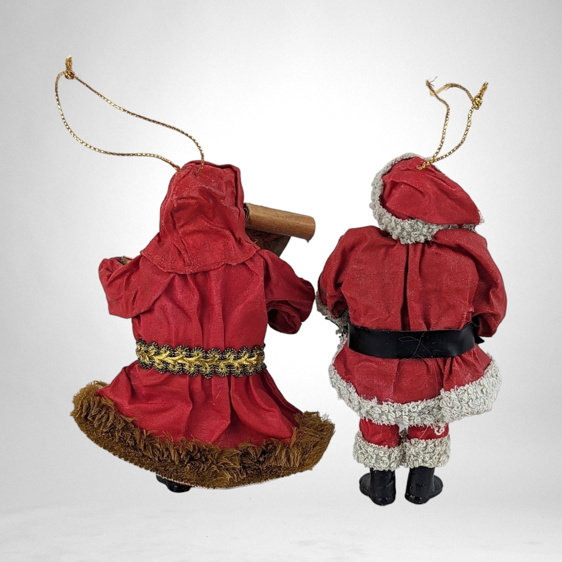 Set of 4 Vintage Paper Mache Santa Ornaments: Nostalgic Holiday Decor
