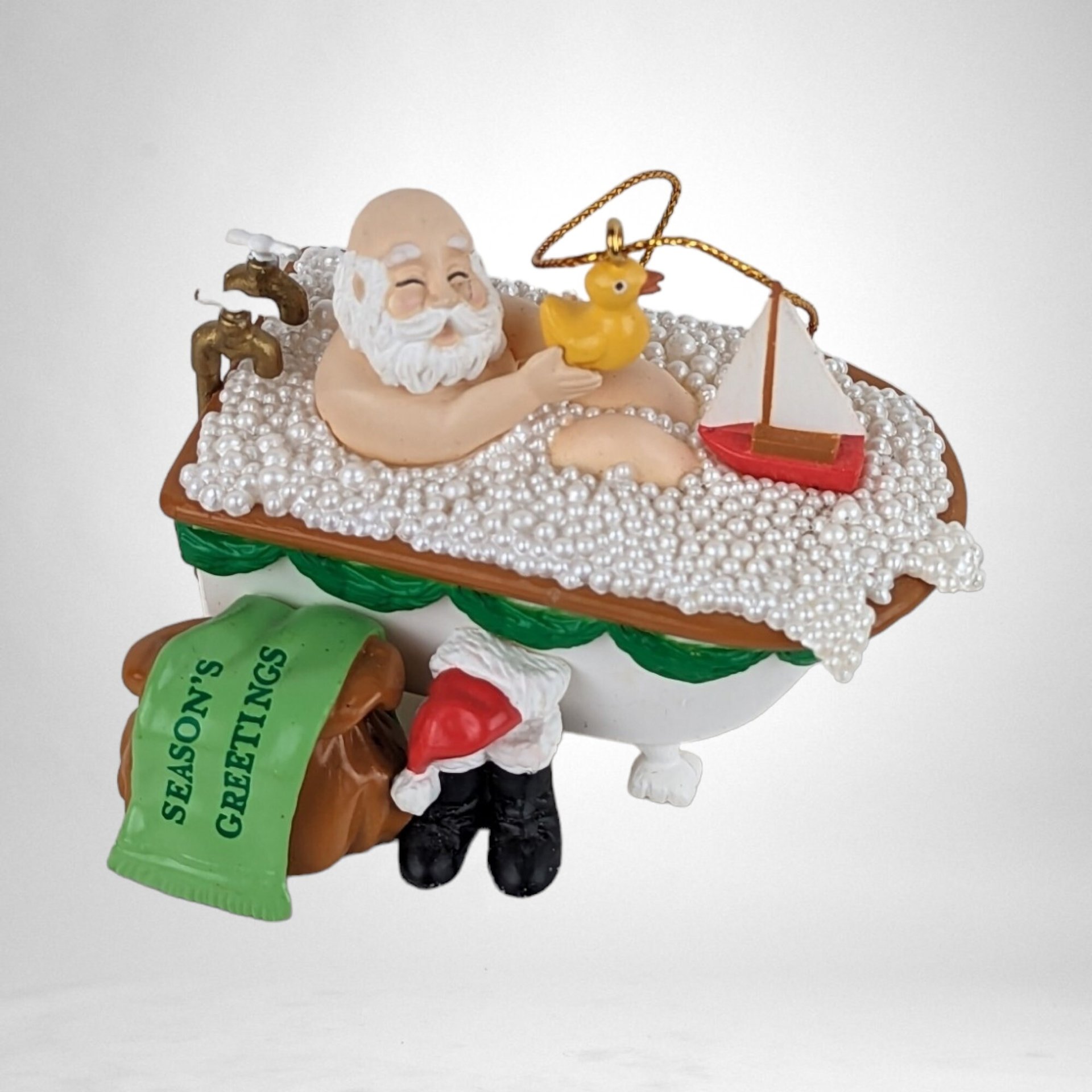 1992 Santa Squeaky Clean Ornament: Vintage Holiday Collectible