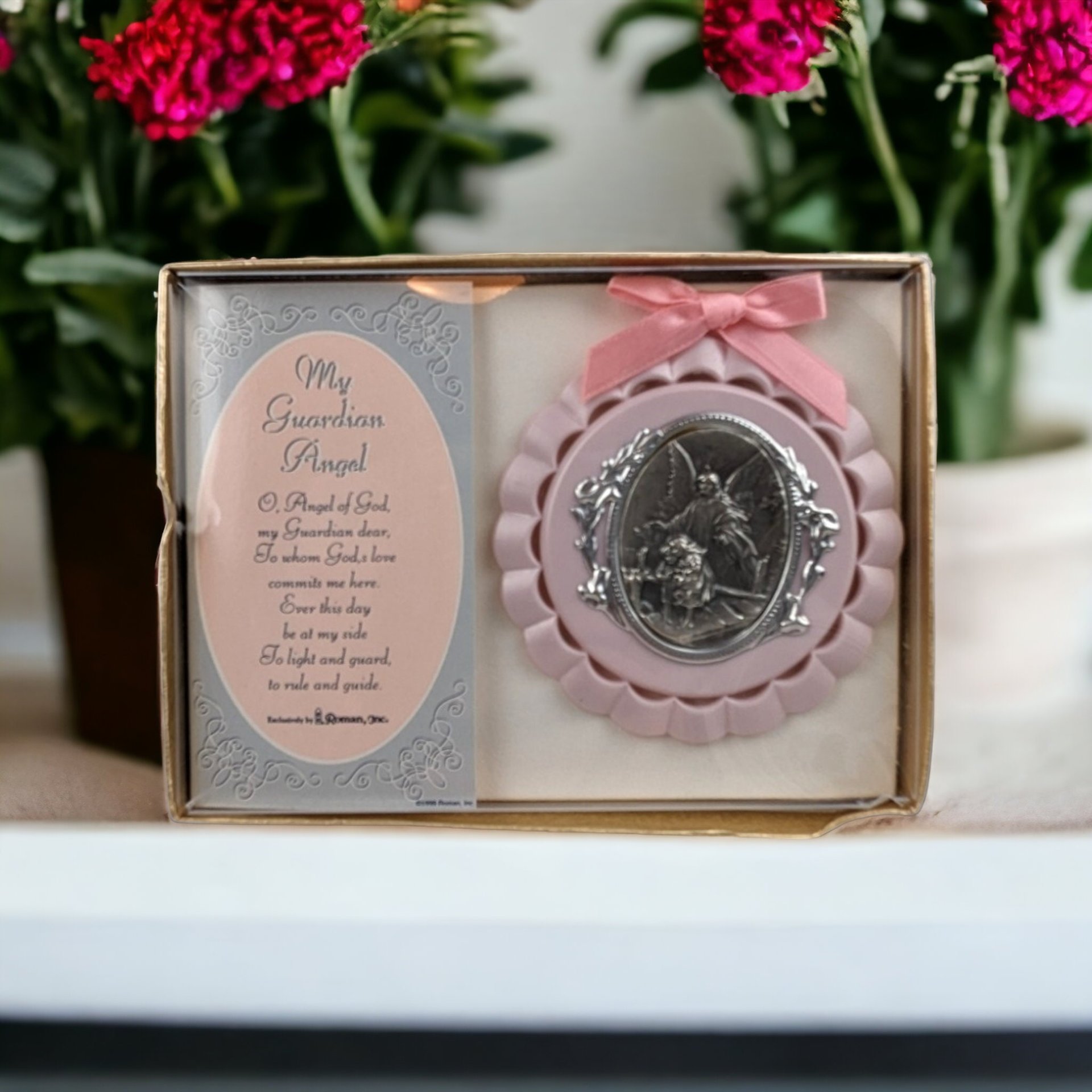 Heavenly Sentiments: 1999 Roman Guardian Angel Ornament with Prayer