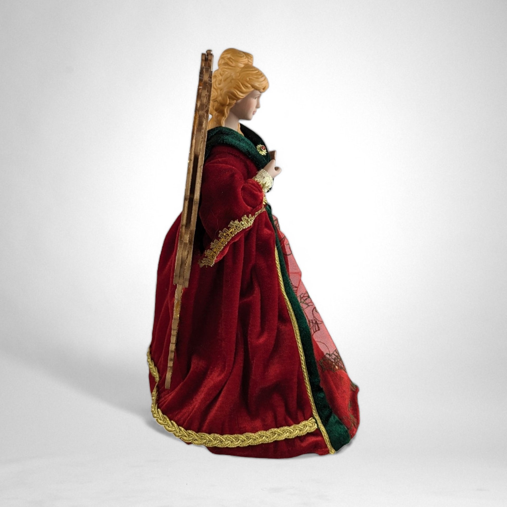 Heirloom Elegance: Vintage Angel Tree Topper in Red Dress