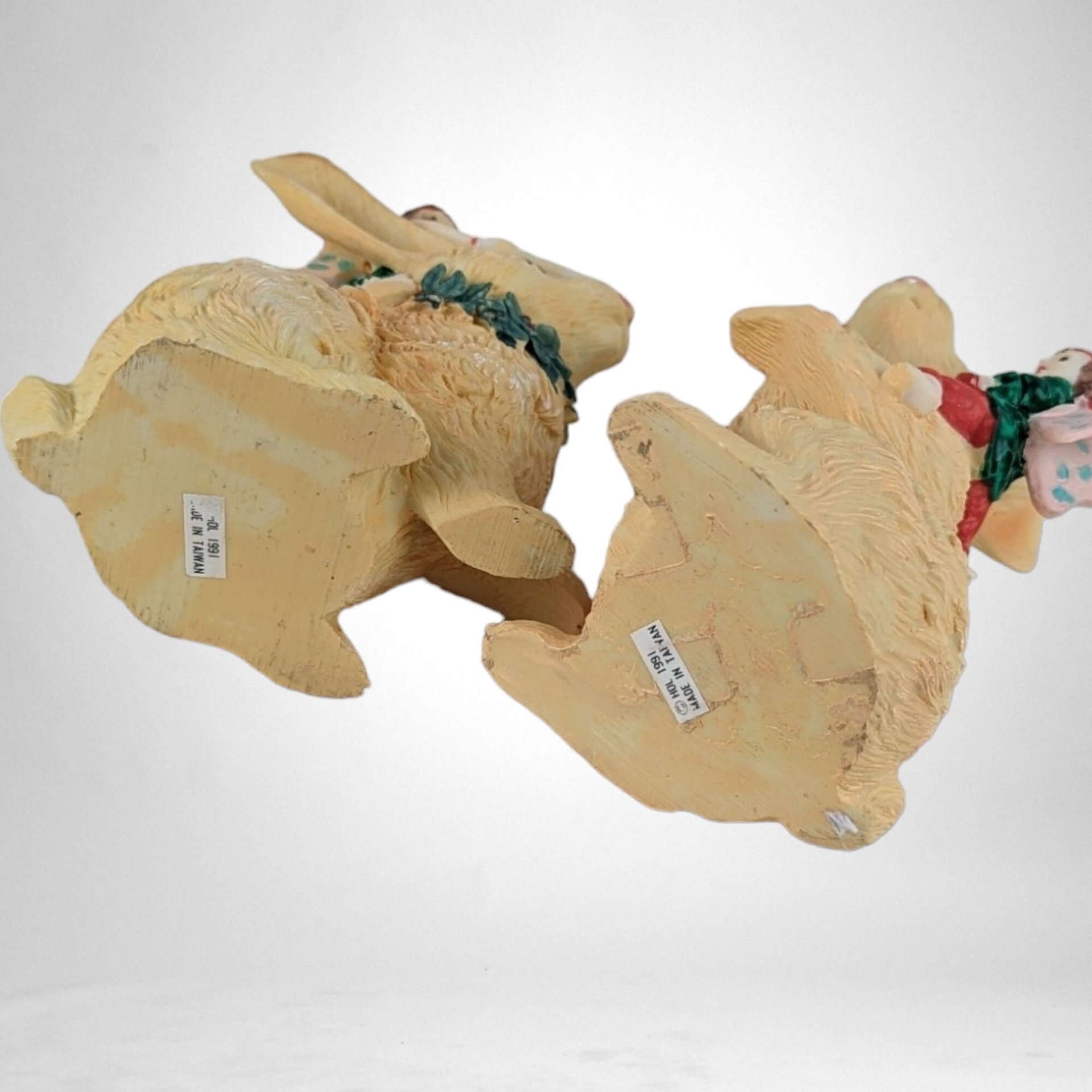 Enchanting 1991 Resin Fairies Riding Rabbits Figurines - Whimsical Fantasy Decor for Your Home!